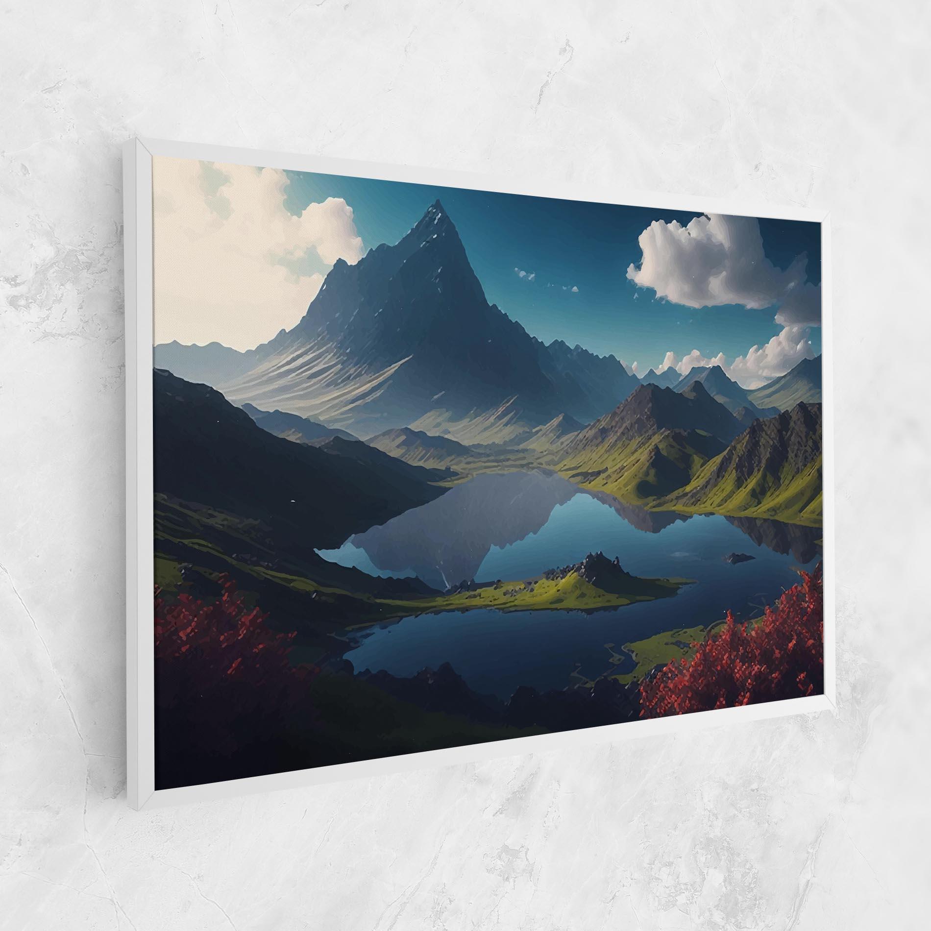 Картина на платно Red Flower Lake mockup 1