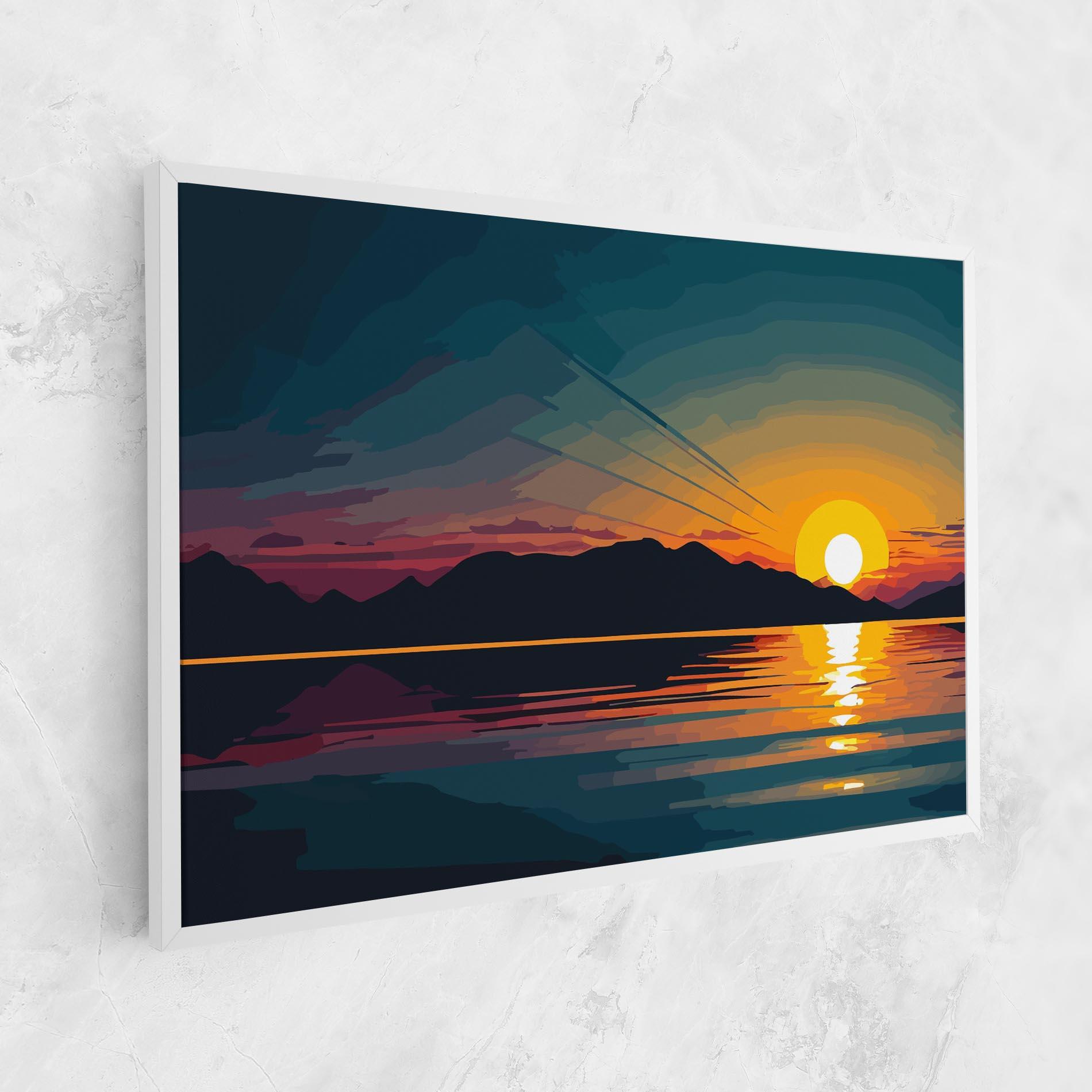 Картина на платно Sunset Art Lake mockup 1