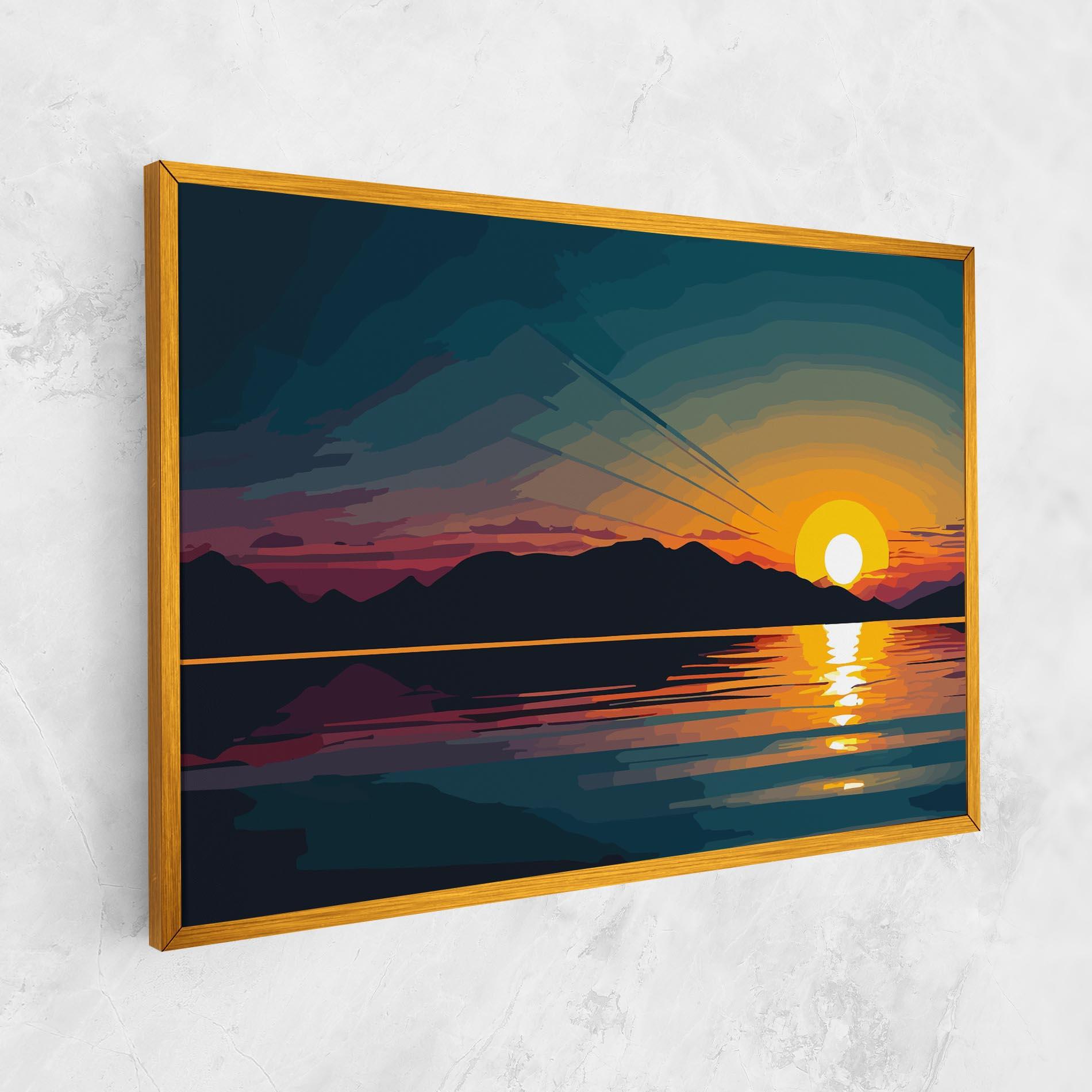 Картина на платно Sunset Art Lake mockup 1