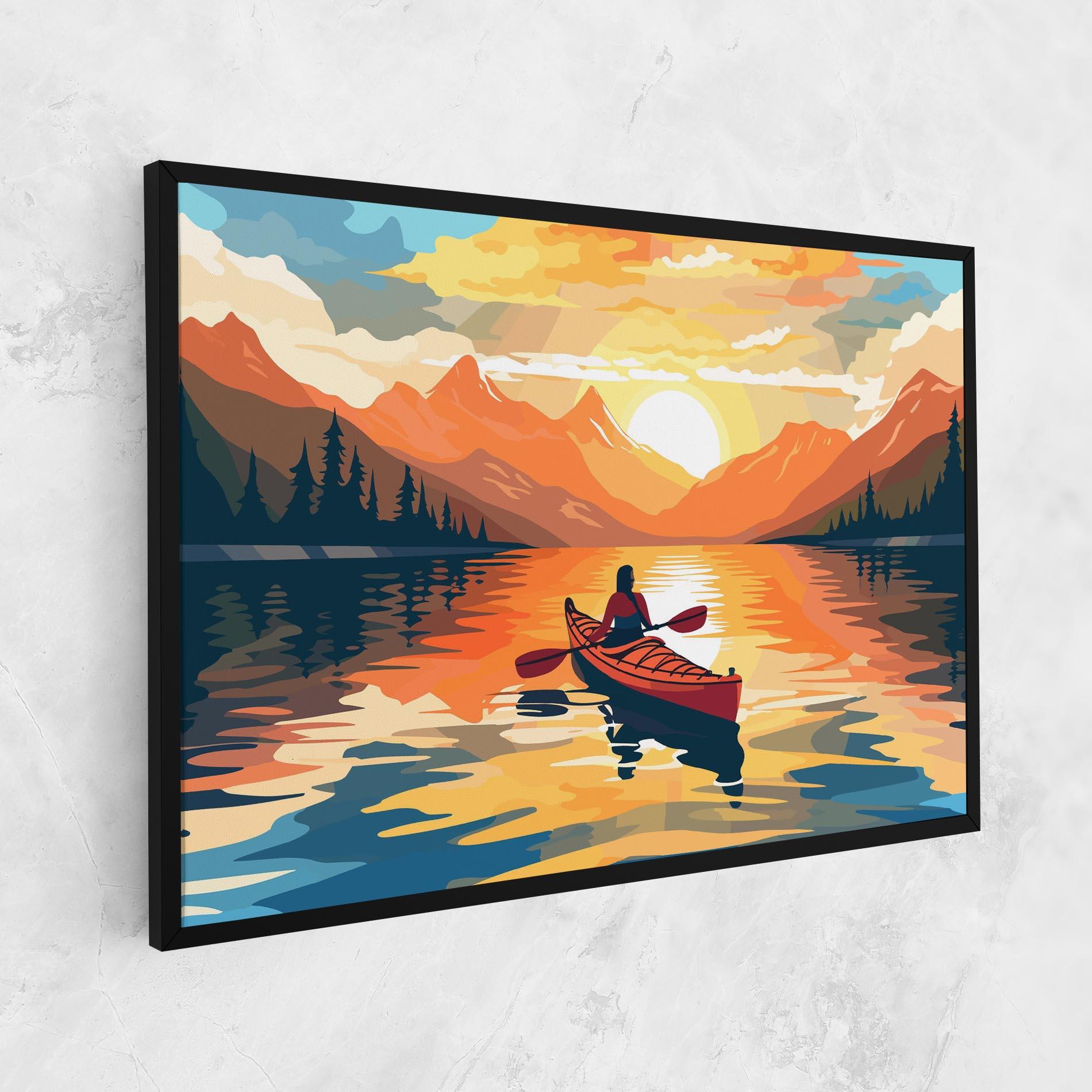 Картина на платно Boat Sunset Woman mockup 1