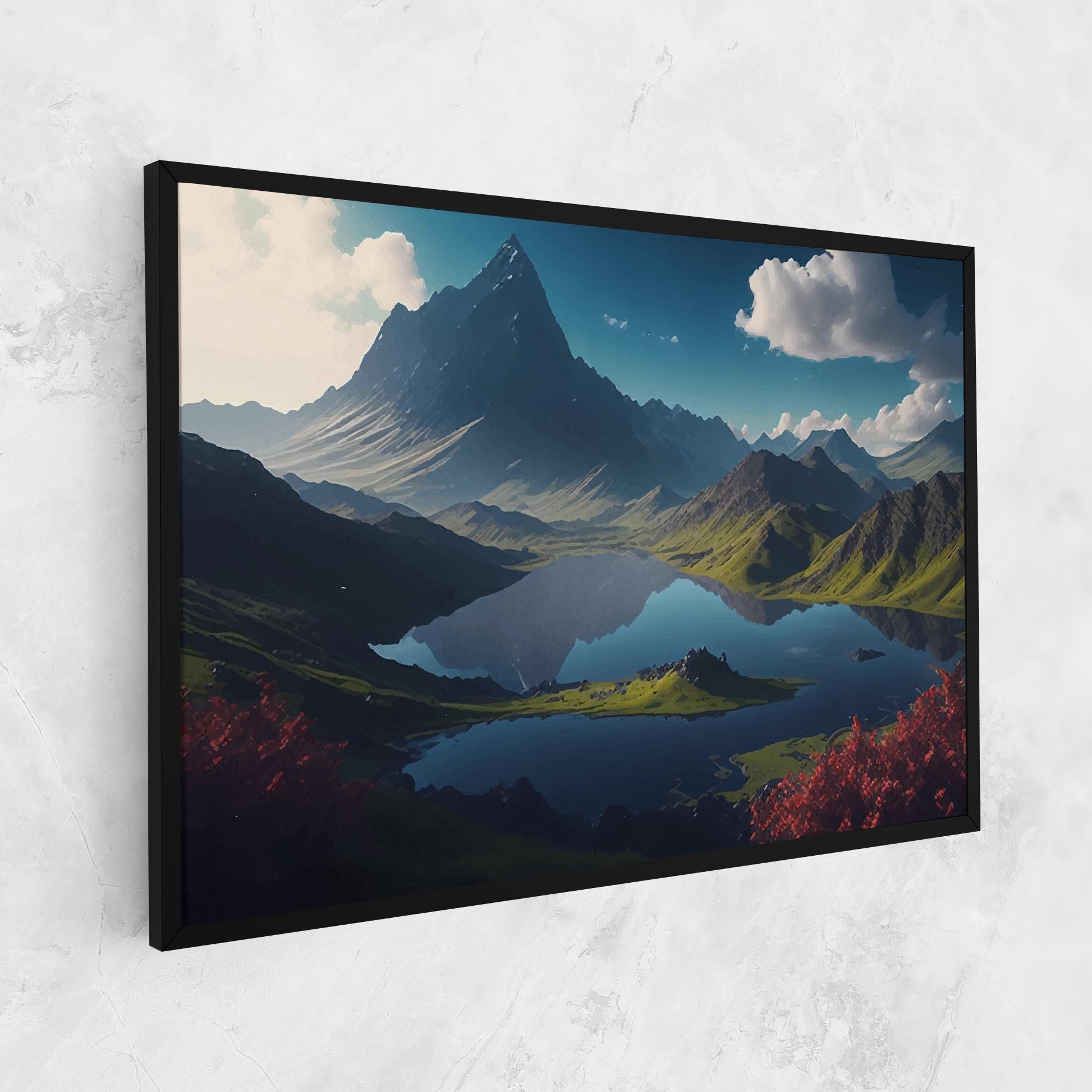 Картина на платно Red Flower Lake mockup 1