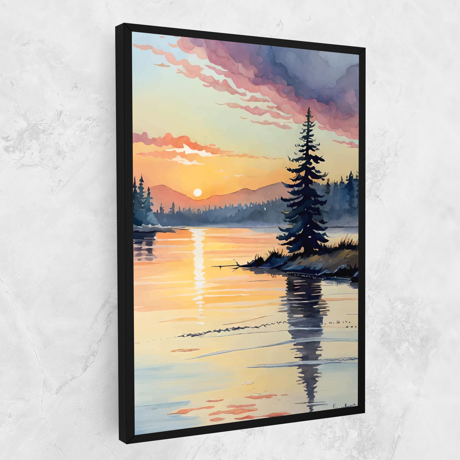 Картина на платно Tree Shadow Lake mockup 1