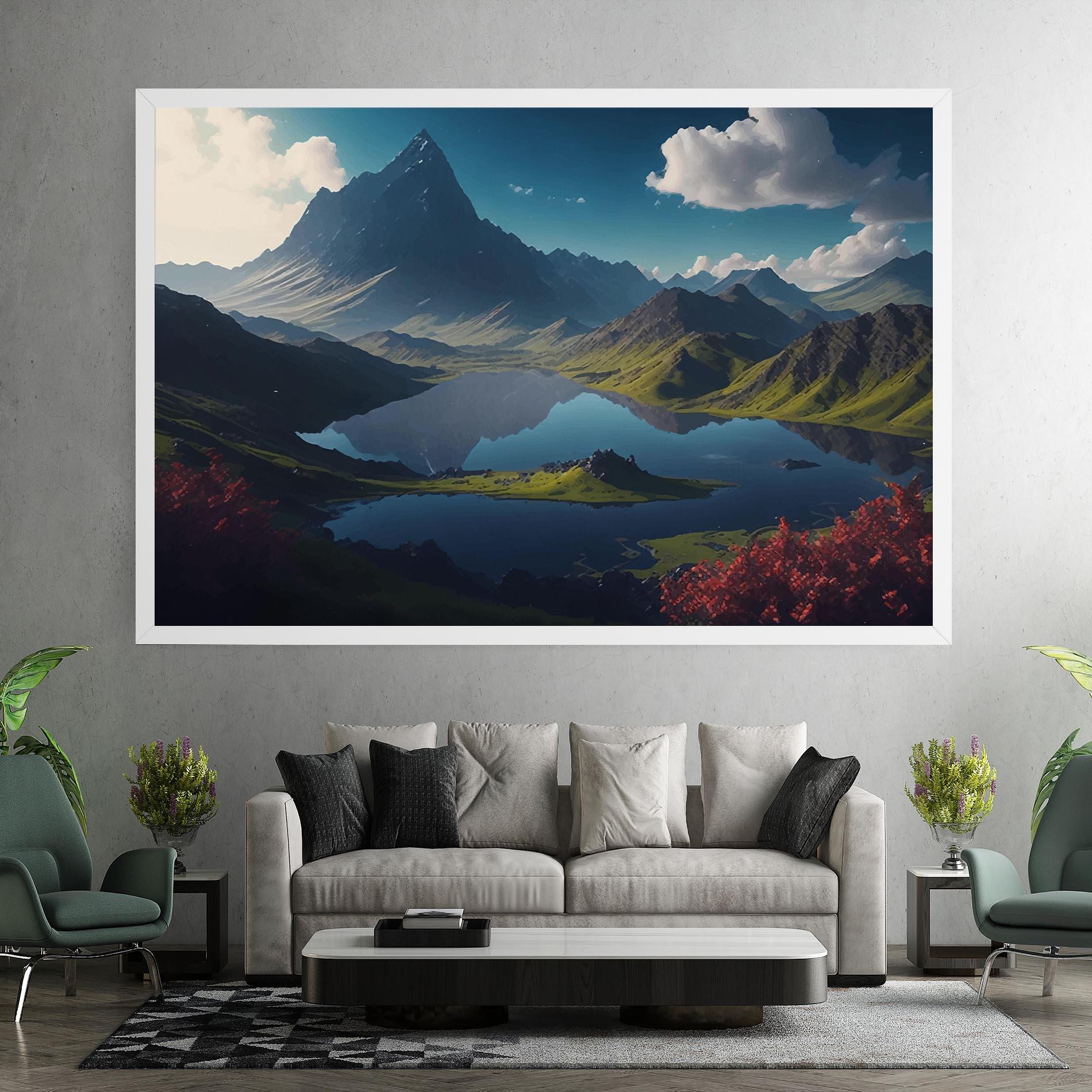 Картина на платно Red Flower Lake mockup 7