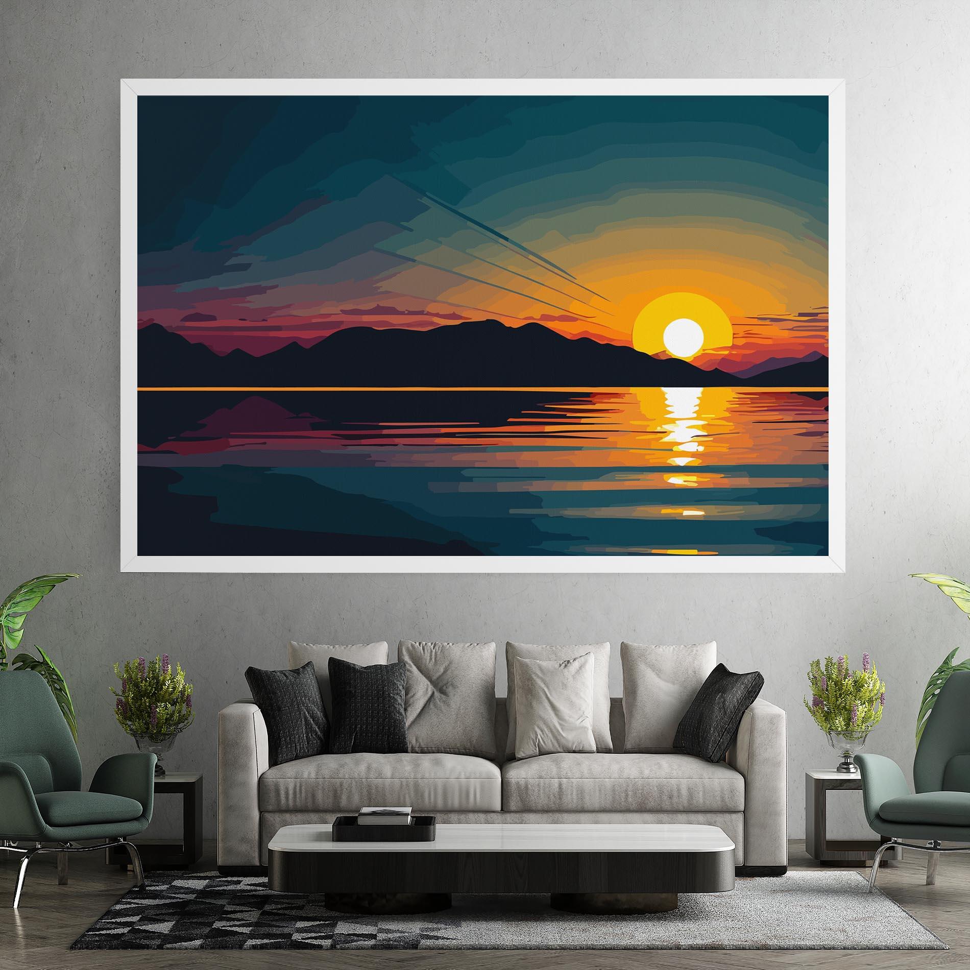 Картина на платно Sunset Art Lake mockup 7