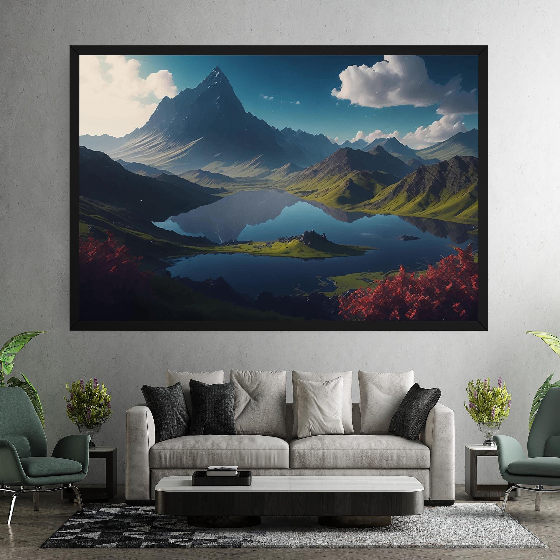 Картина на платно Red Flower Lake mockup 7