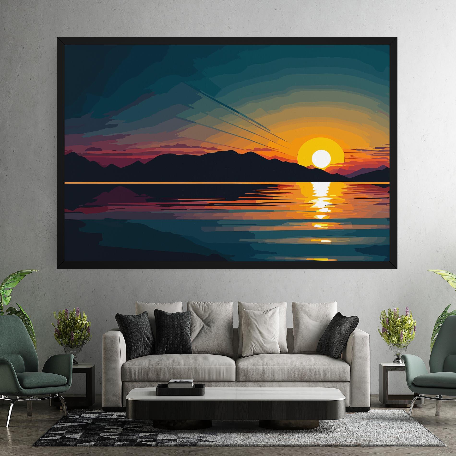 Картина на платно Sunset Art Lake mockup 7