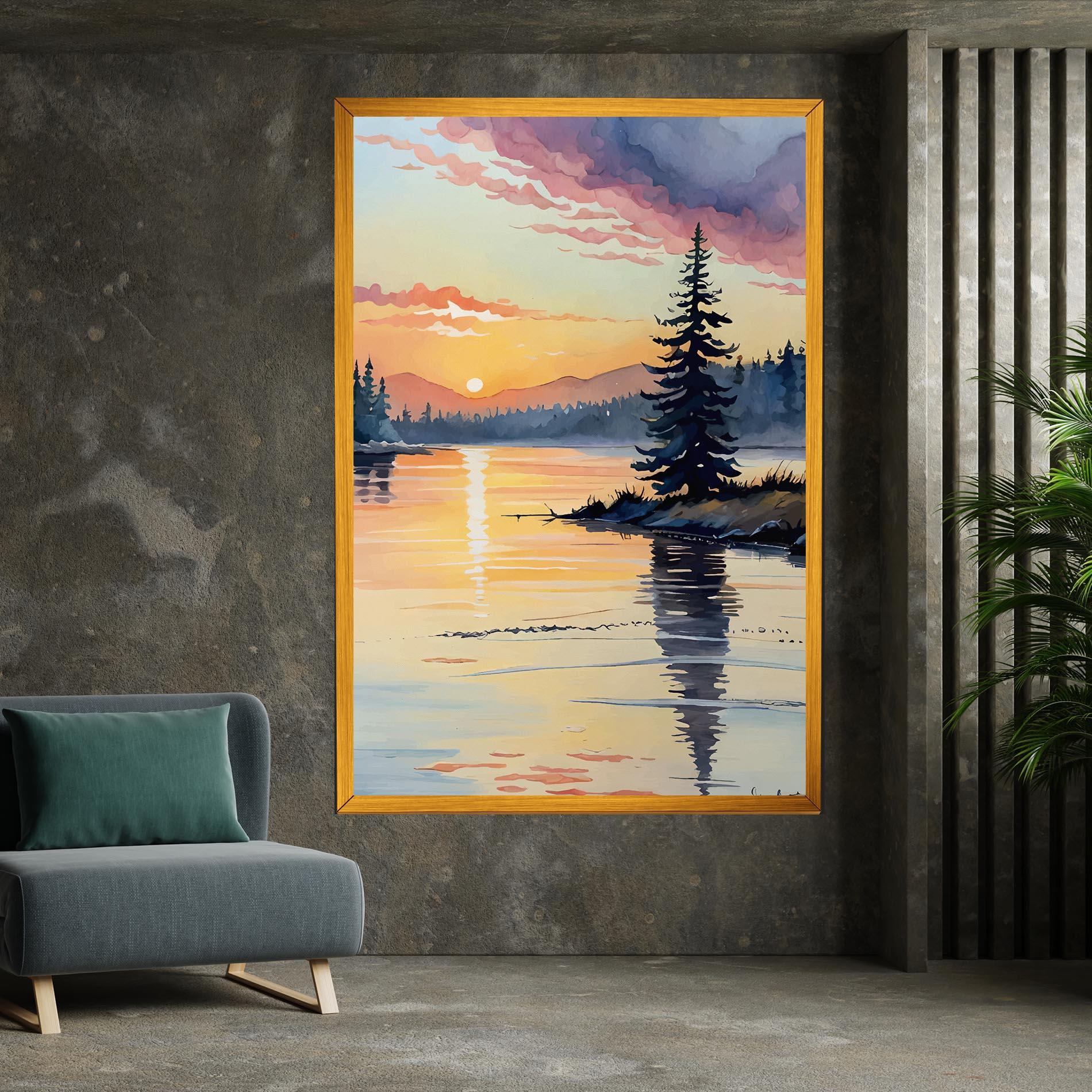 Картина на платно Tree Shadow Lake mockup 7