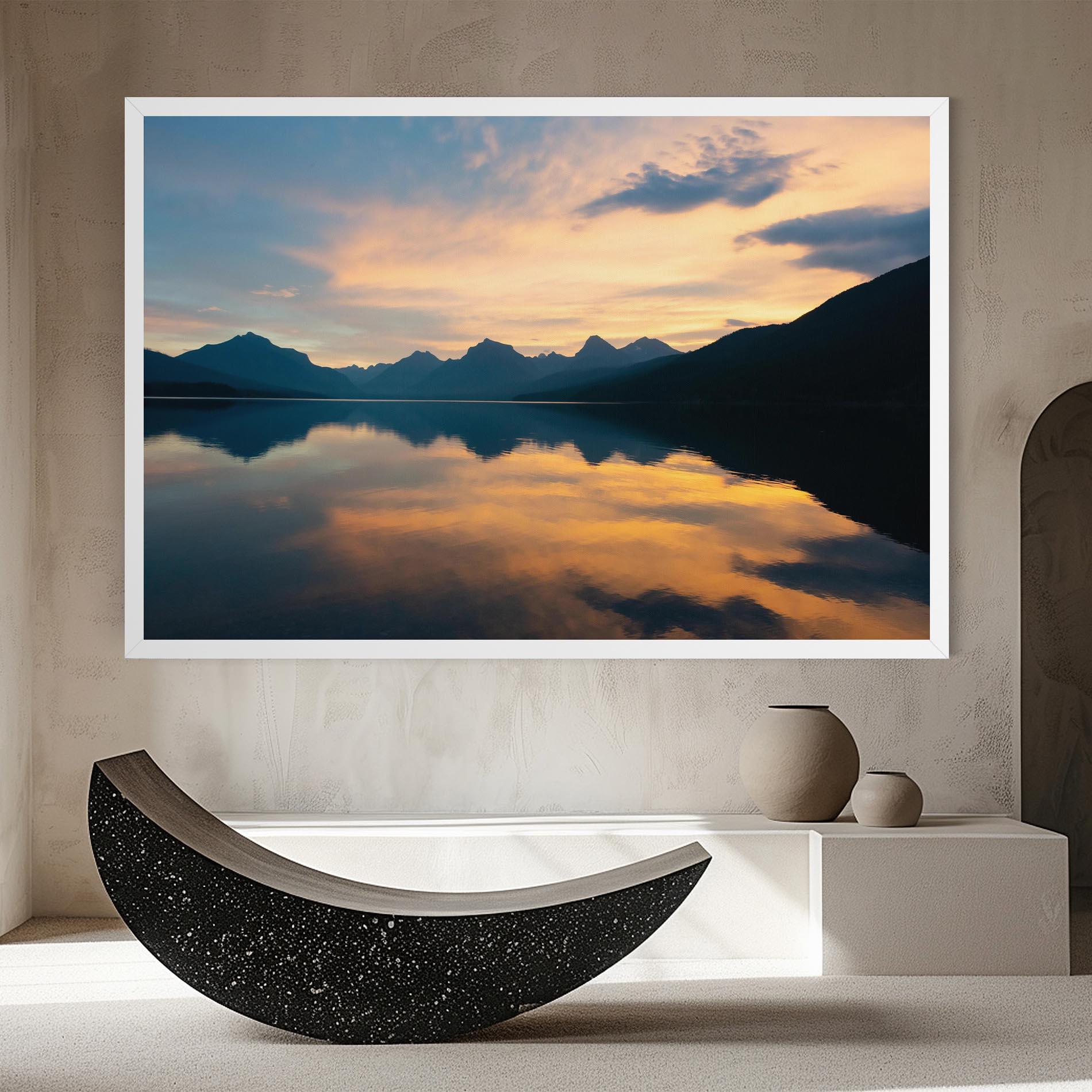 Картина на платно Orange Light Lake mockup 8