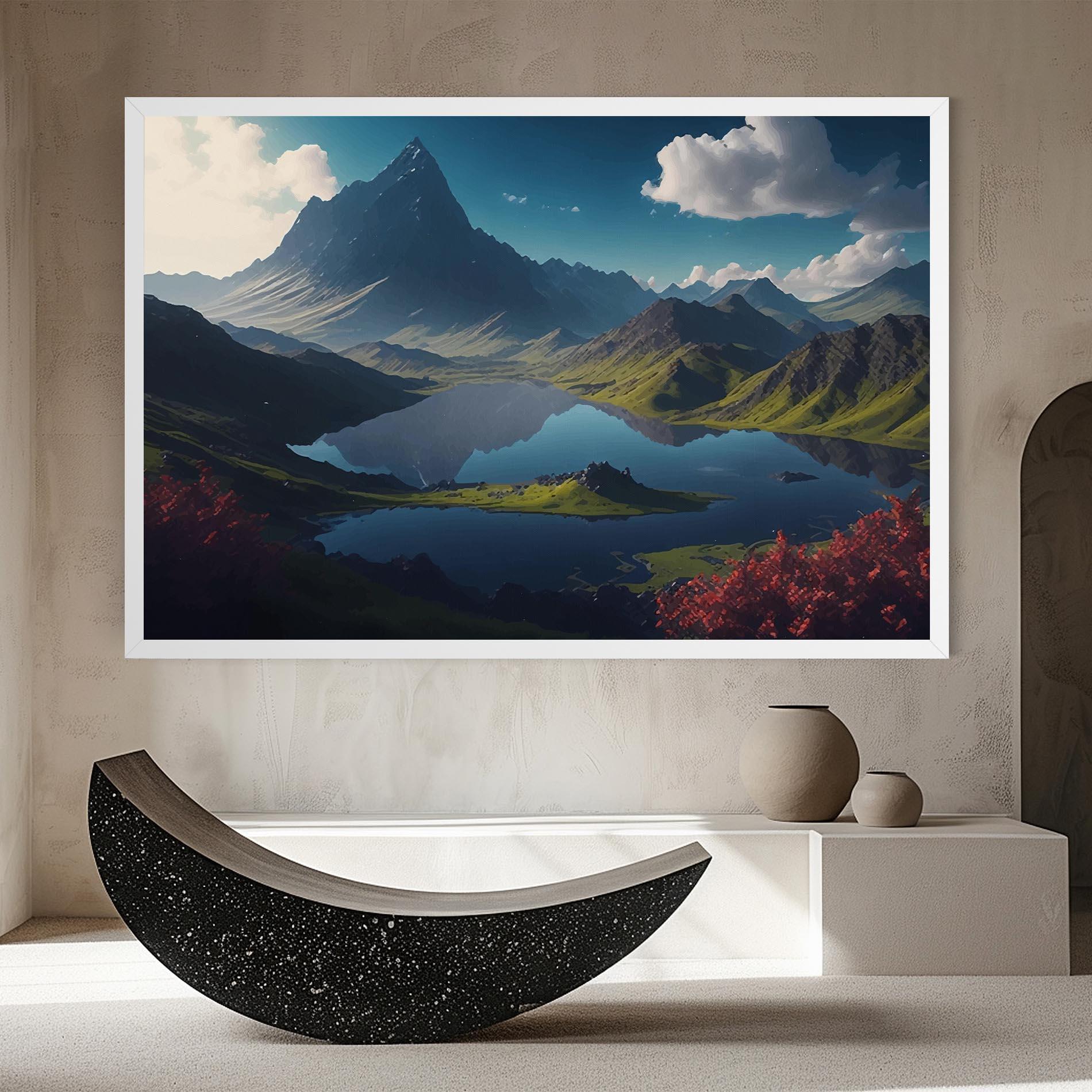 Картина на платно Red Flower Lake mockup 8