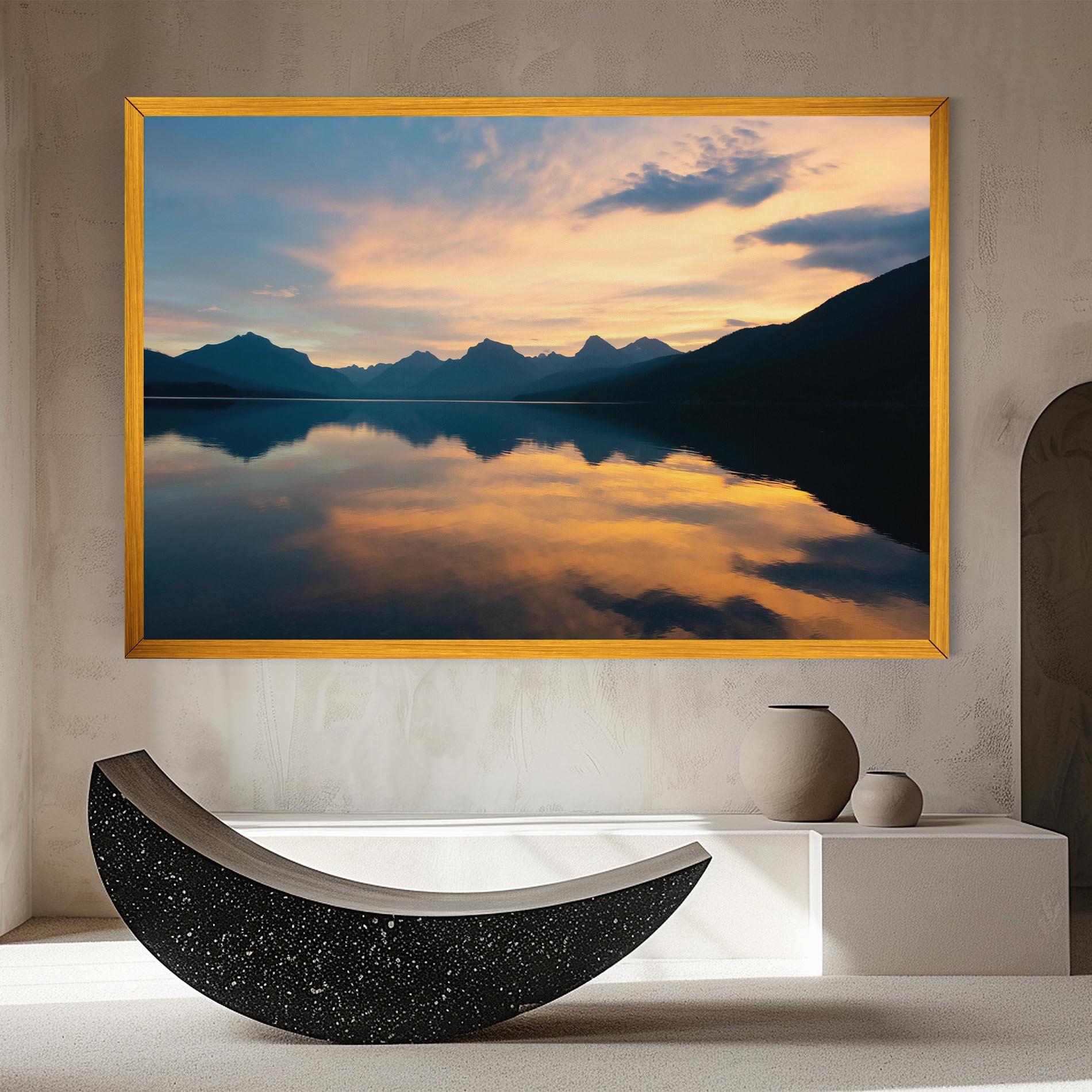 Картина на платно Orange Light Lake mockup 8