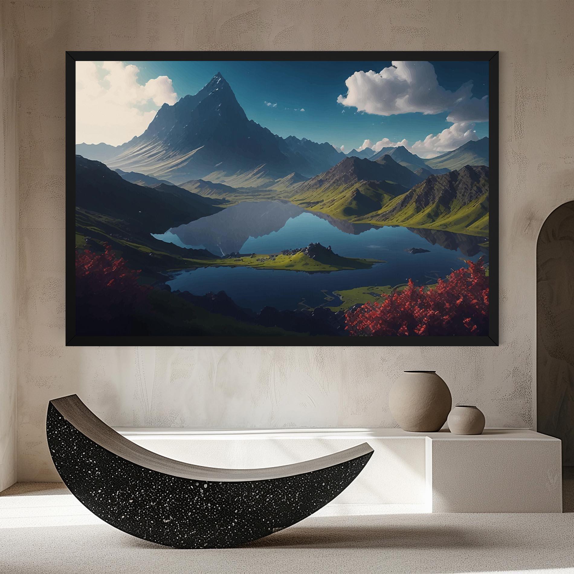 Картина на платно Red Flower Lake mockup 8