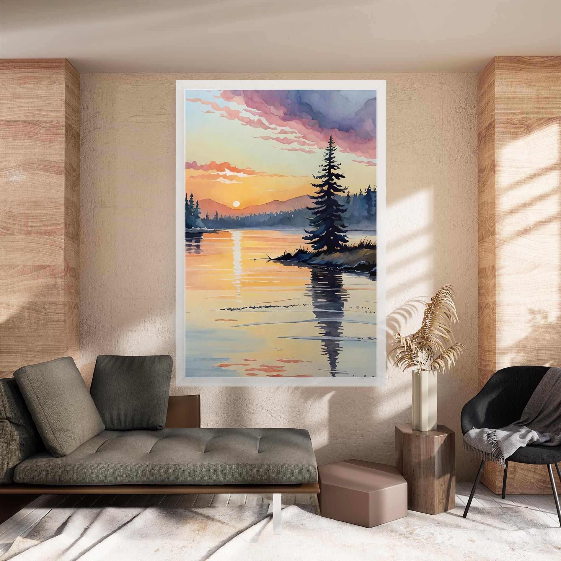 Картина на платно Tree Shadow Lake mockup 8