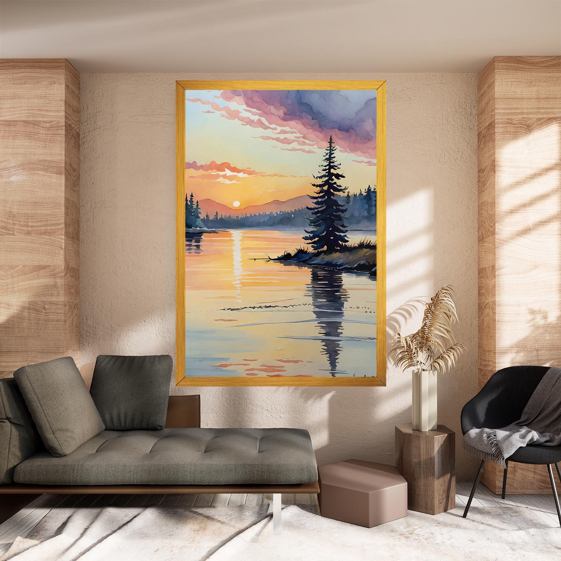 Картина на платно Tree Shadow Lake mockup 8