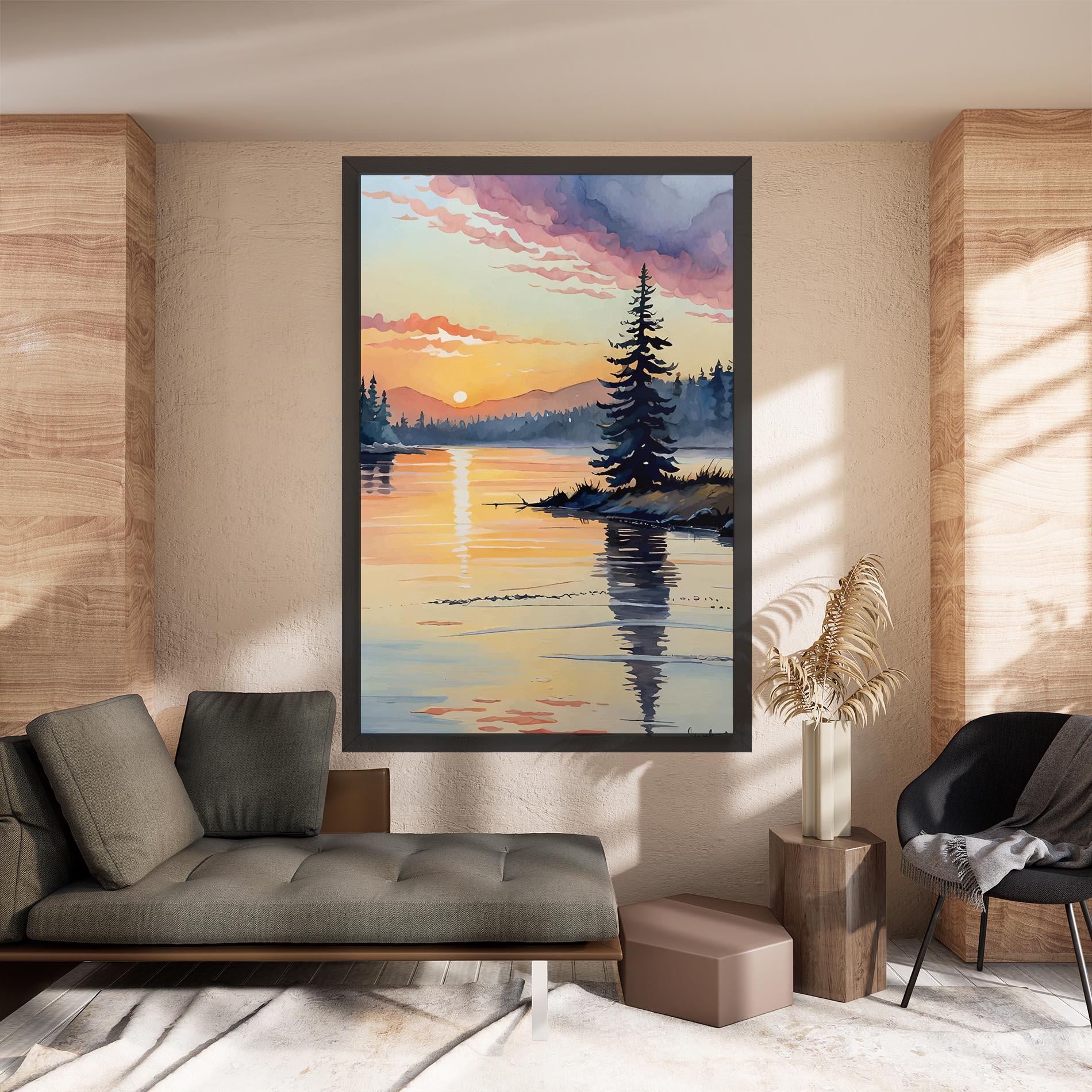 Картина на платно Tree Shadow Lake mockup 8