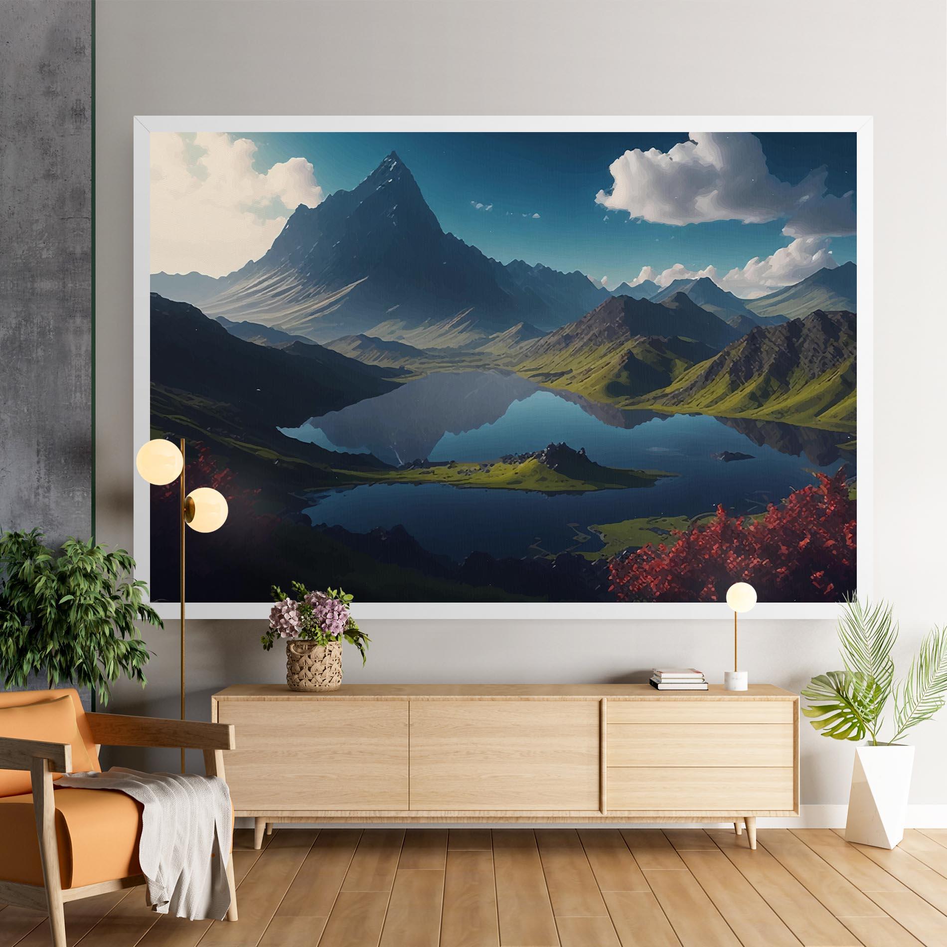 Картина на платно Red Flower Lake mockup 9