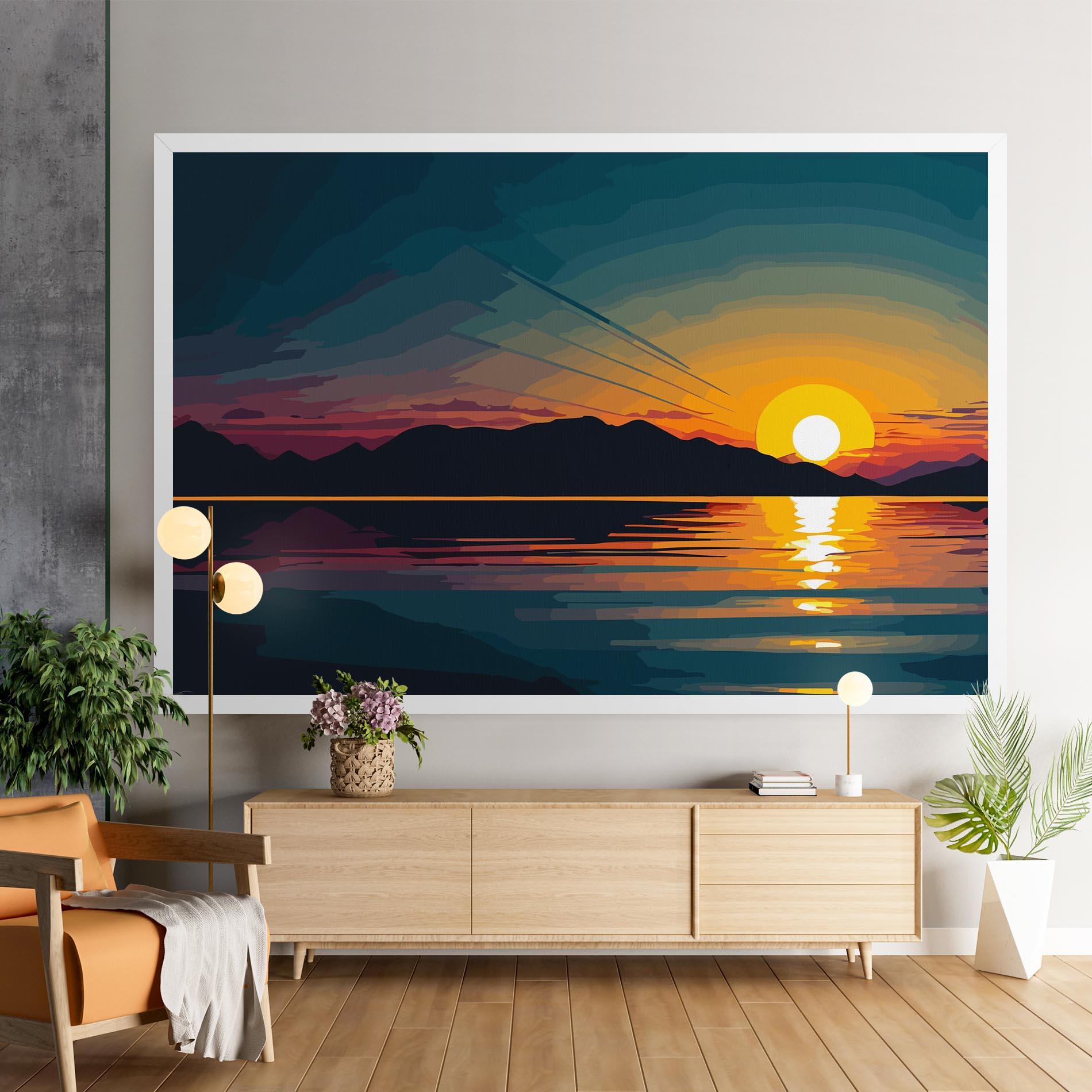 Картина на платно Sunset Art Lake mockup 9