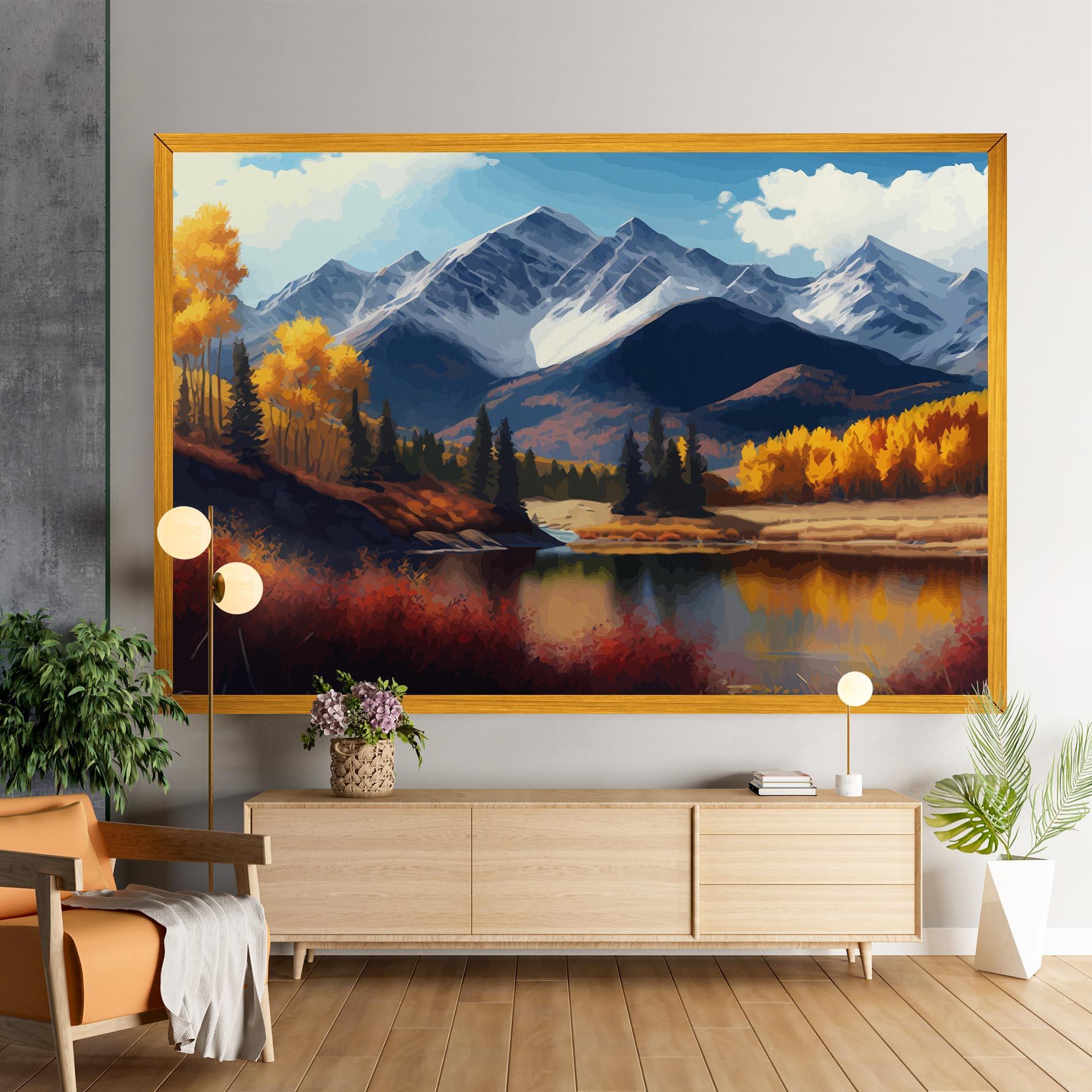 Картина на платно Lake Autumn View mockup 9