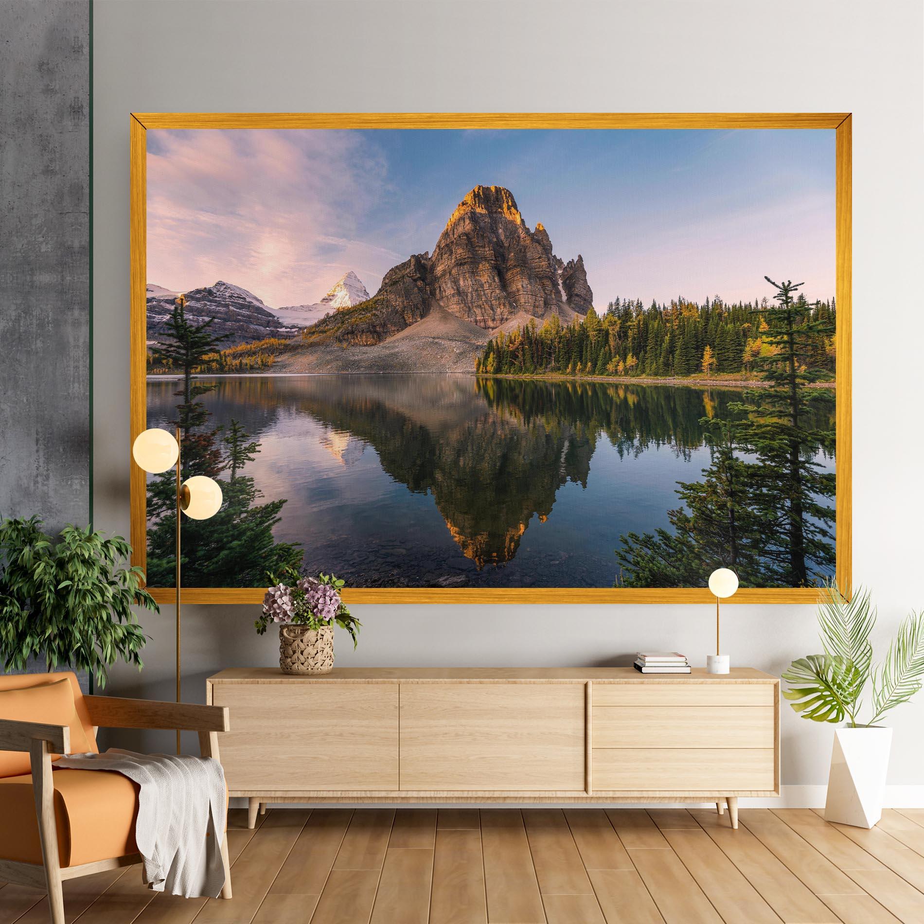 Картина на платно Mountain Sunrise Lake mockup 9