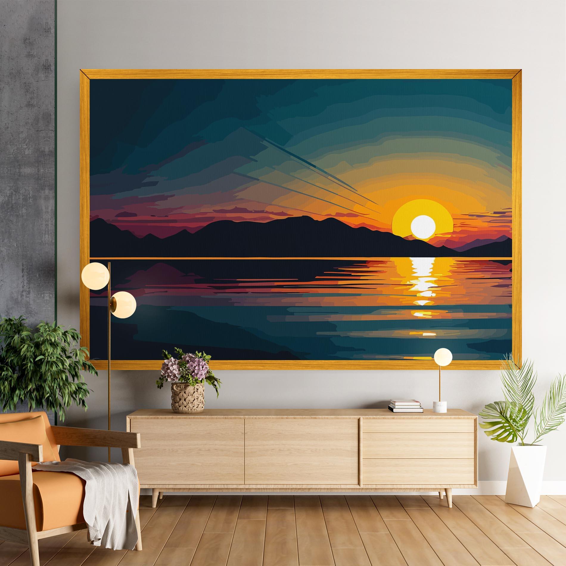 Картина на платно Sunset Art Lake mockup 9