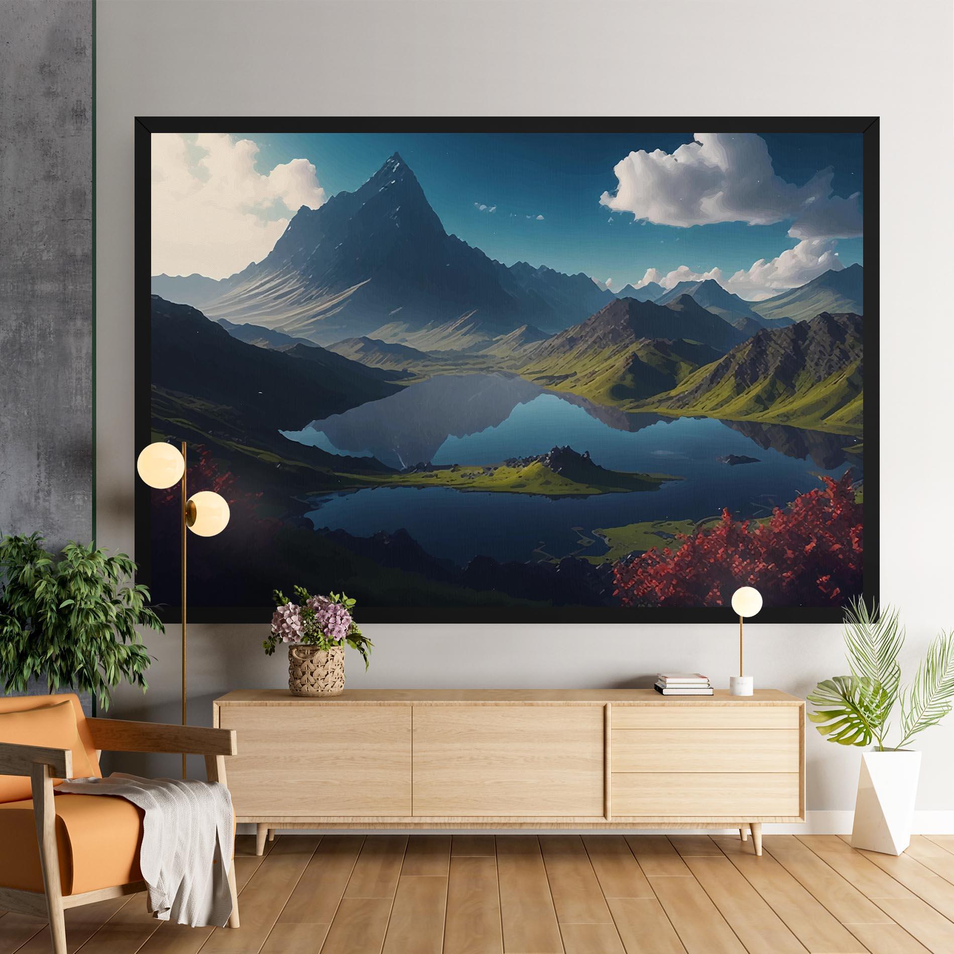 Картина на платно Red Flower Lake mockup 9