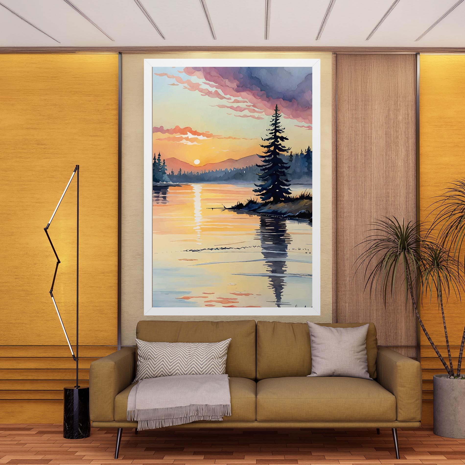 Картина на платно Tree Shadow Lake mockup 9