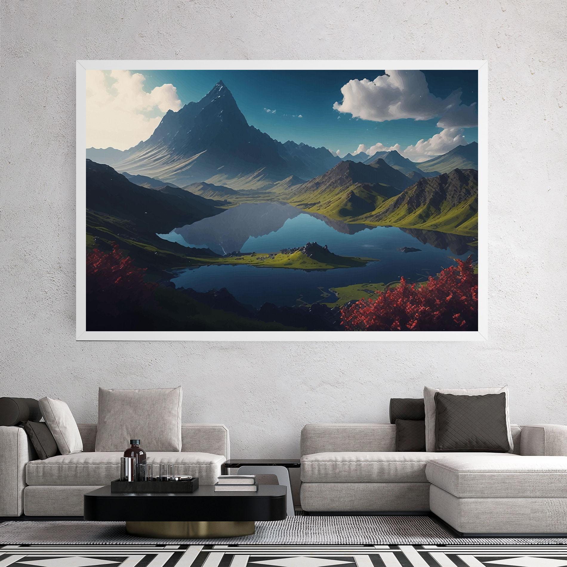 Картина на платно Red Flower Lake mockup 2