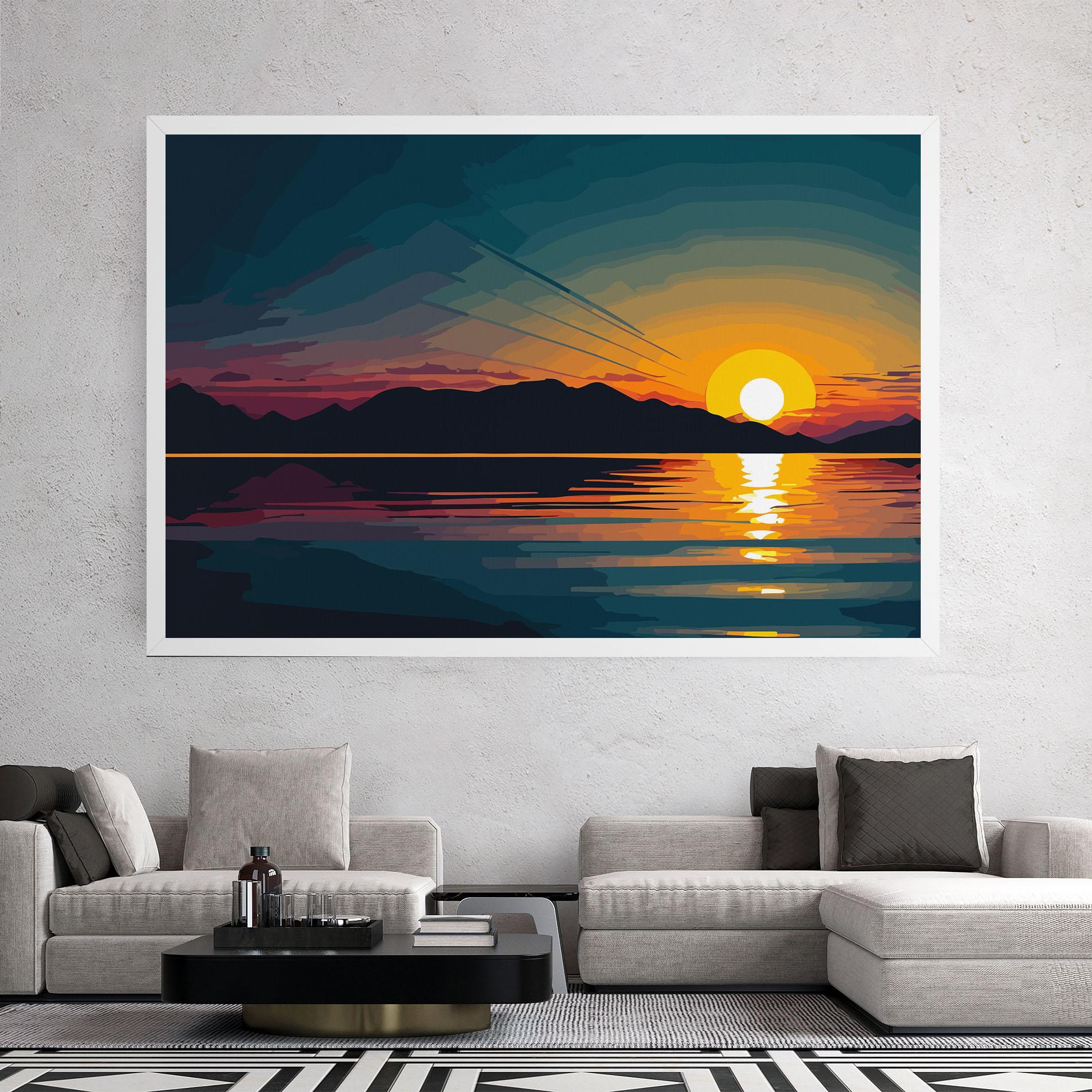 Картина на платно Sunset Art Lake mockup 2