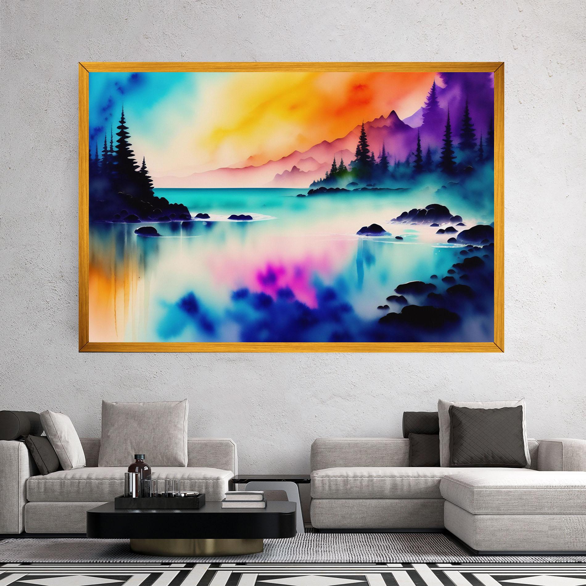 Картина на платно Lake Painting mockup 2