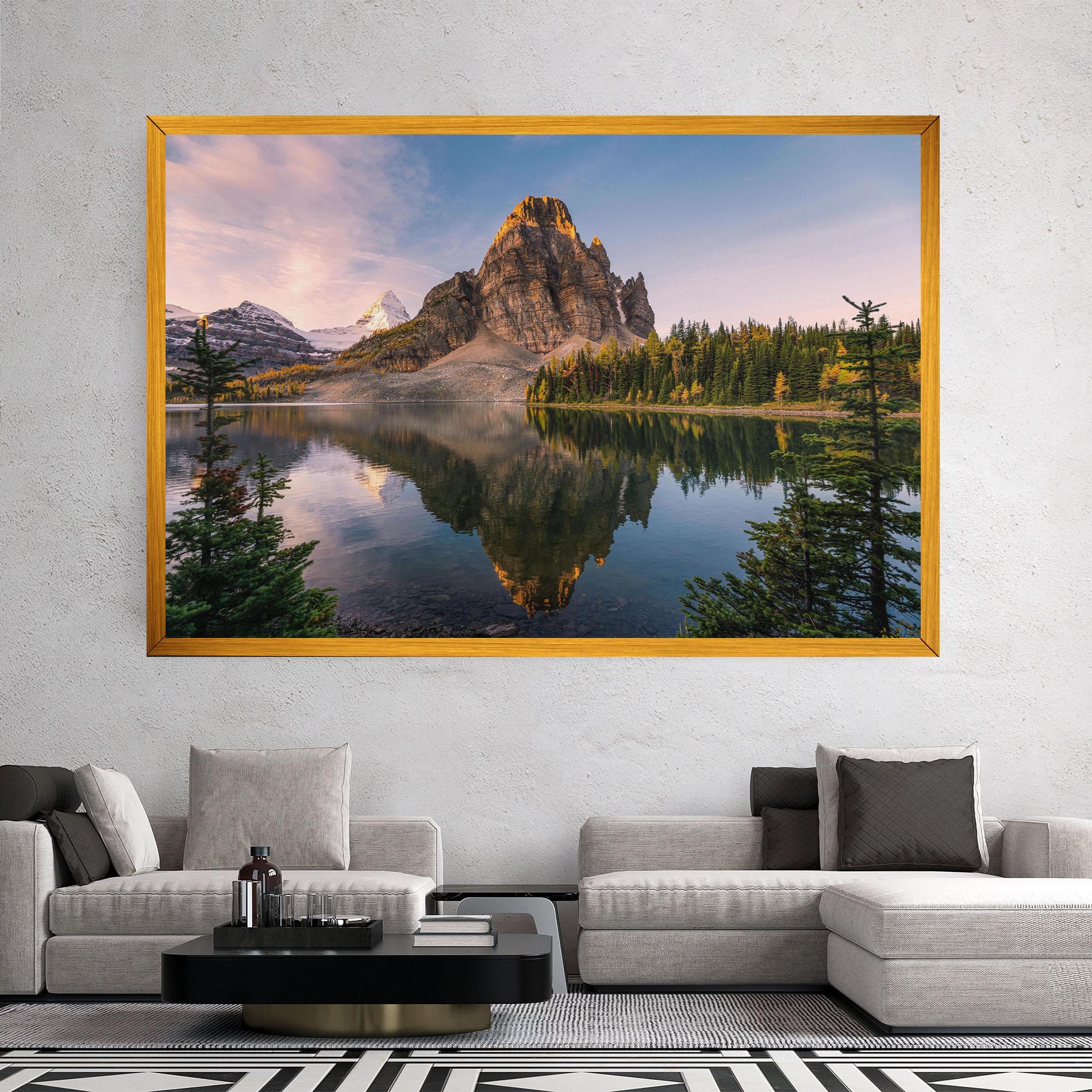 Картина на платно Mountain Sunrise Lake mockup 2