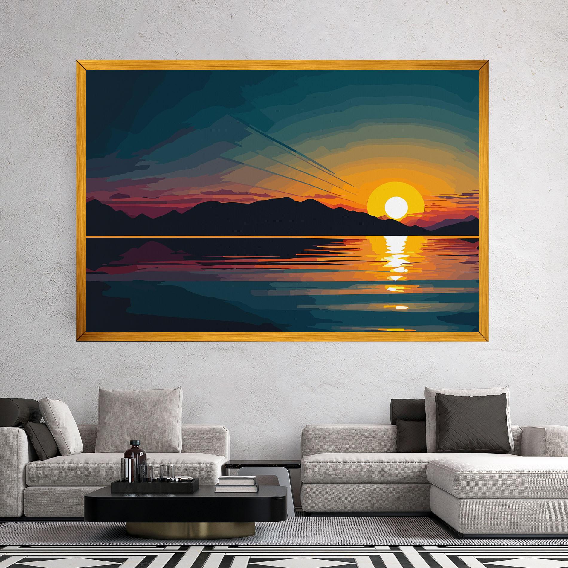 Картина на платно Sunset Art Lake mockup 2