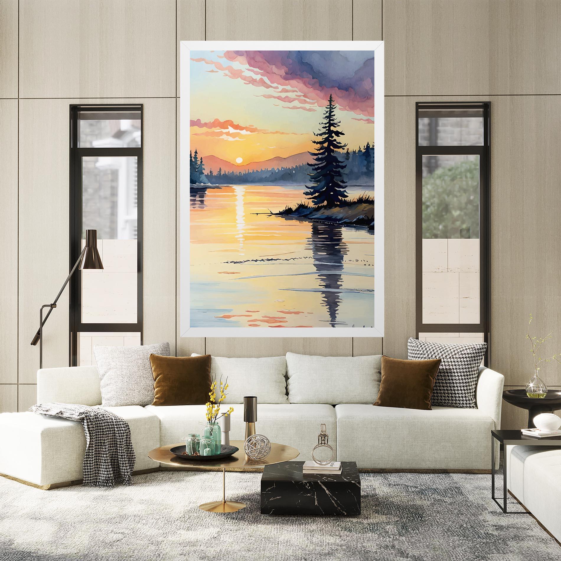 Картина на платно Tree Shadow Lake mockup 2