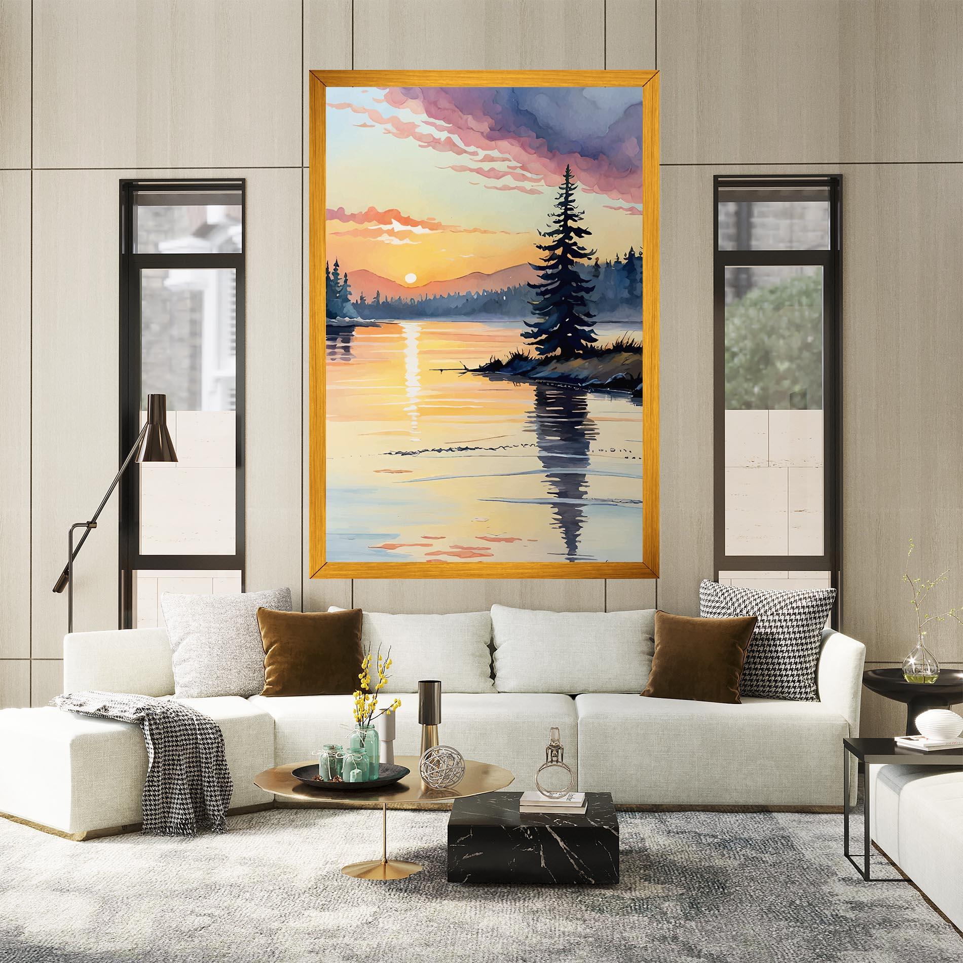 Картина на платно Tree Shadow Lake mockup 2