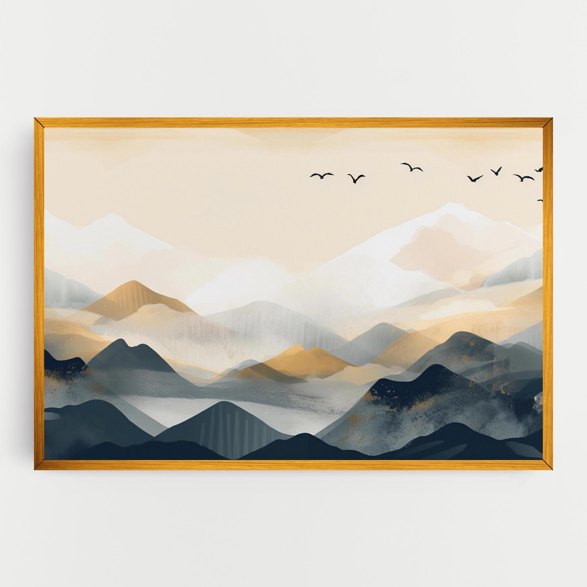 Картина на платно Gold Foggy Blue mockup 0