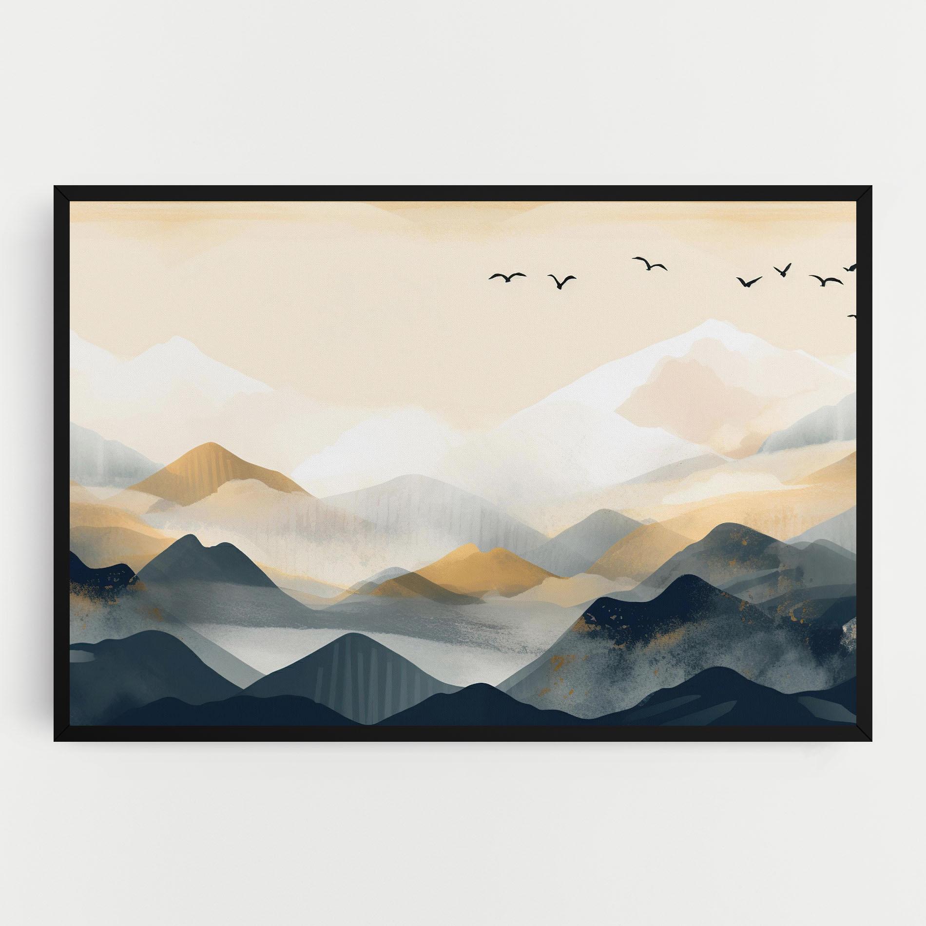 Картина на платно Gold Foggy Blue mockup 0