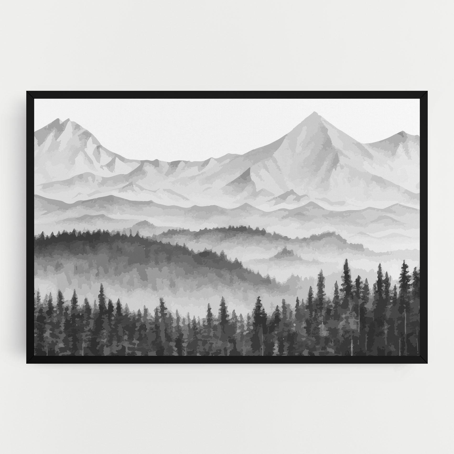 Картина на платно Grey Mountain Drawing mockup 0