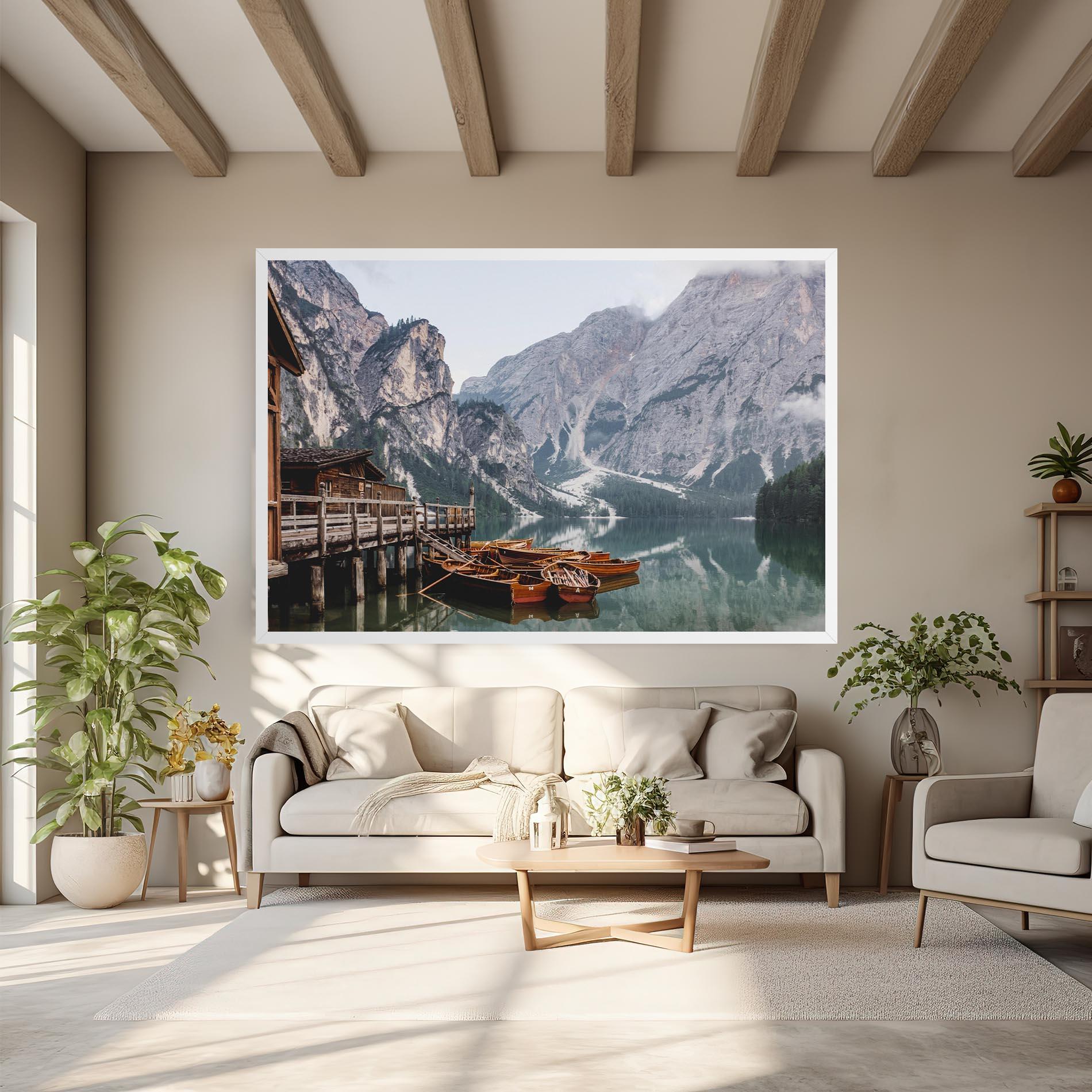 Картина на платно Cabin Lake mockup 6