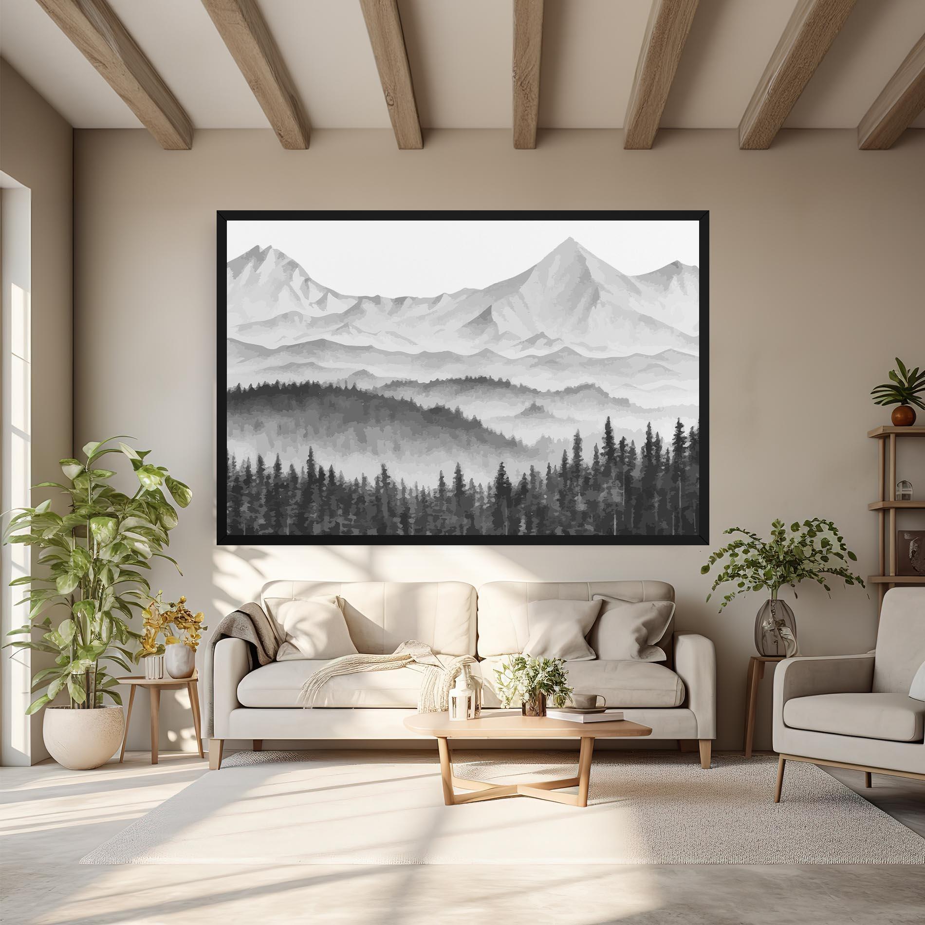 Картина на платно Grey Mountain Drawing mockup 6