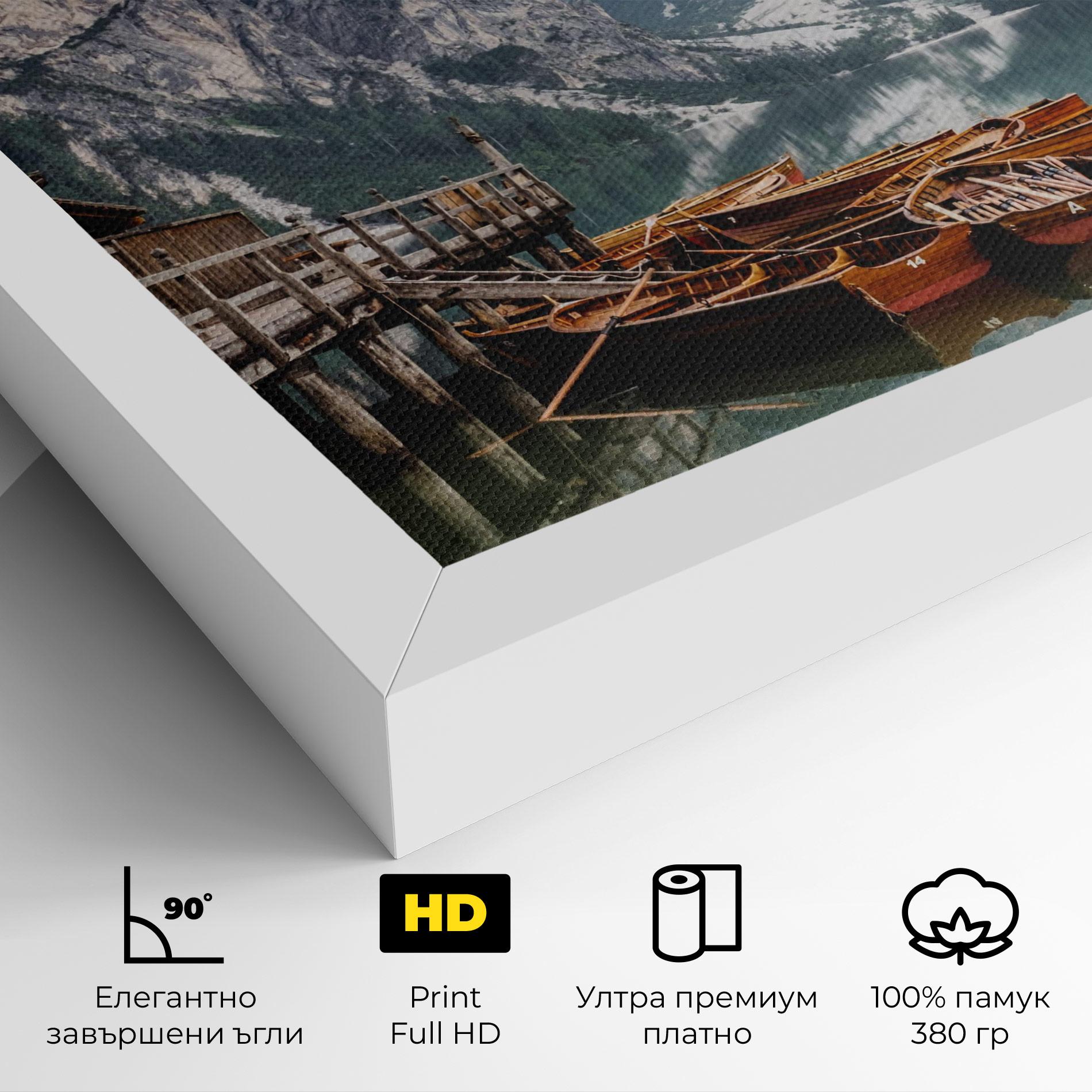 Картина на платно Boat Lake Mountain mockup 4