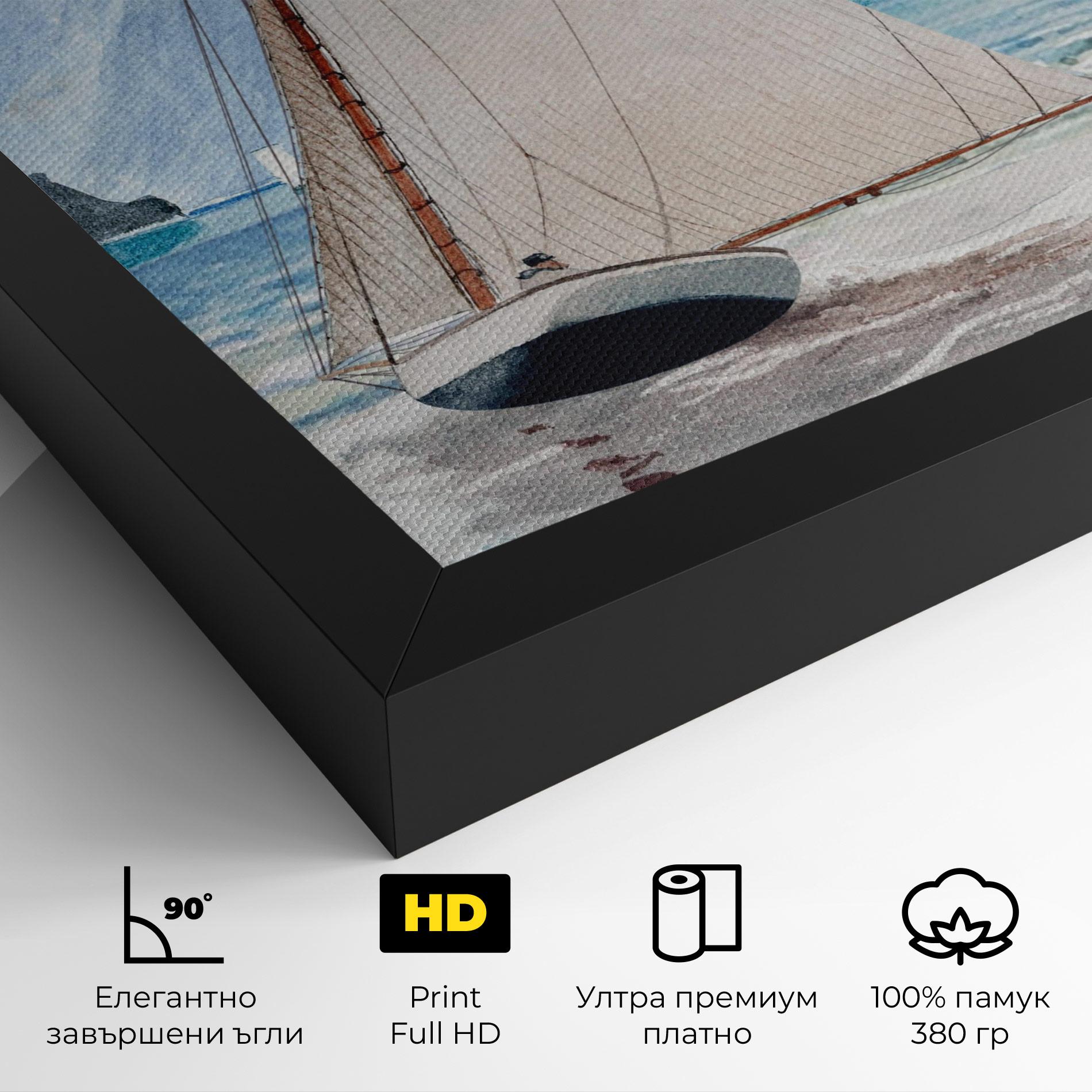 Картина на платно Boat Mountain View mockup 4