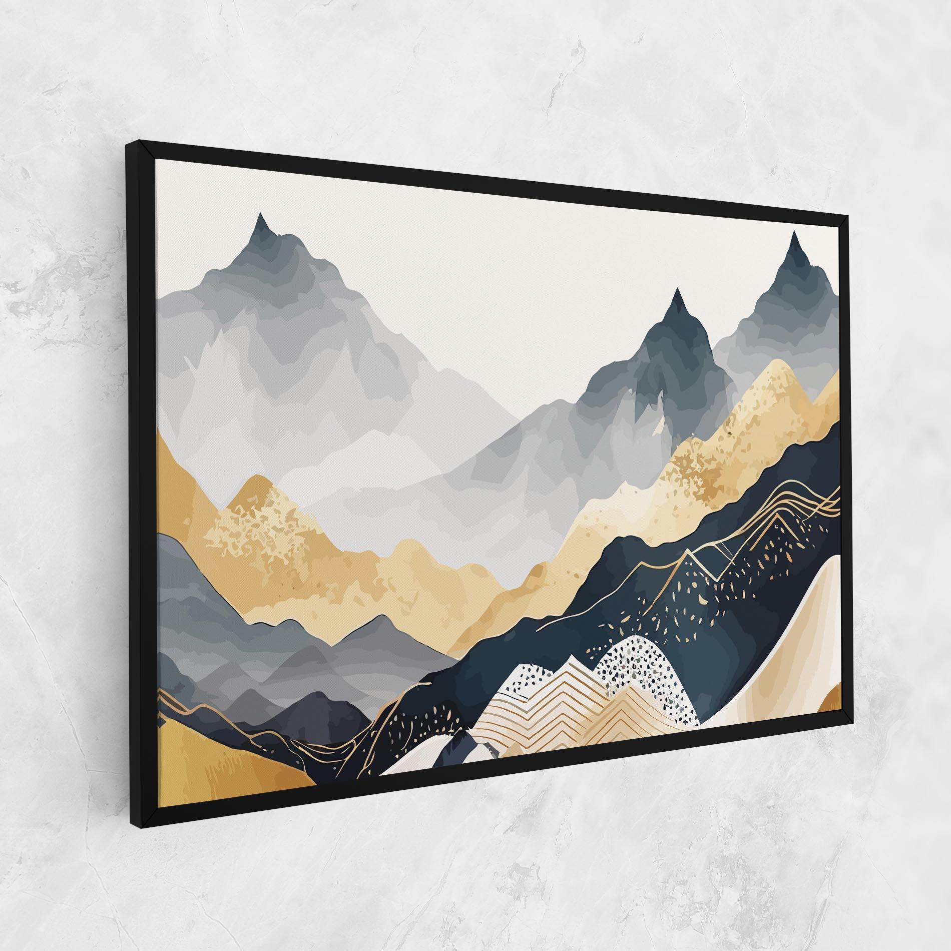 Картина на платно Blue Gold Mountain mockup 1