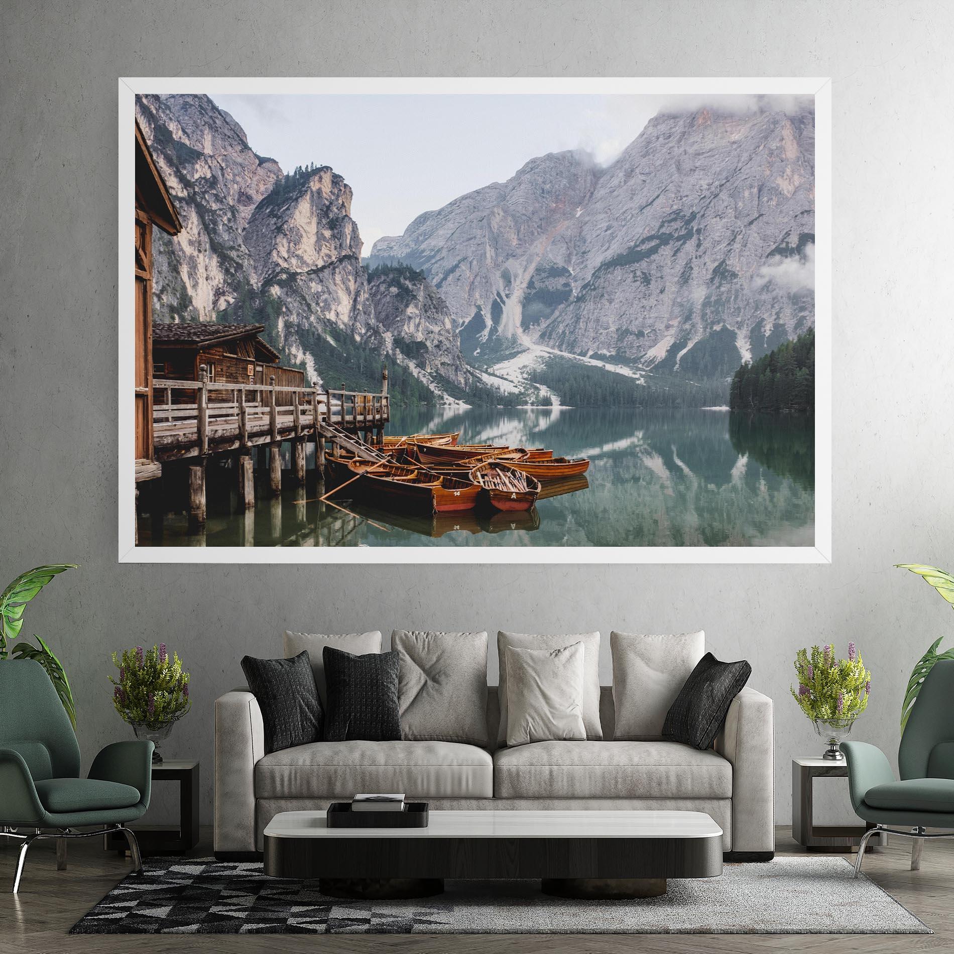 Картина на платно Cabin Lake mockup 7