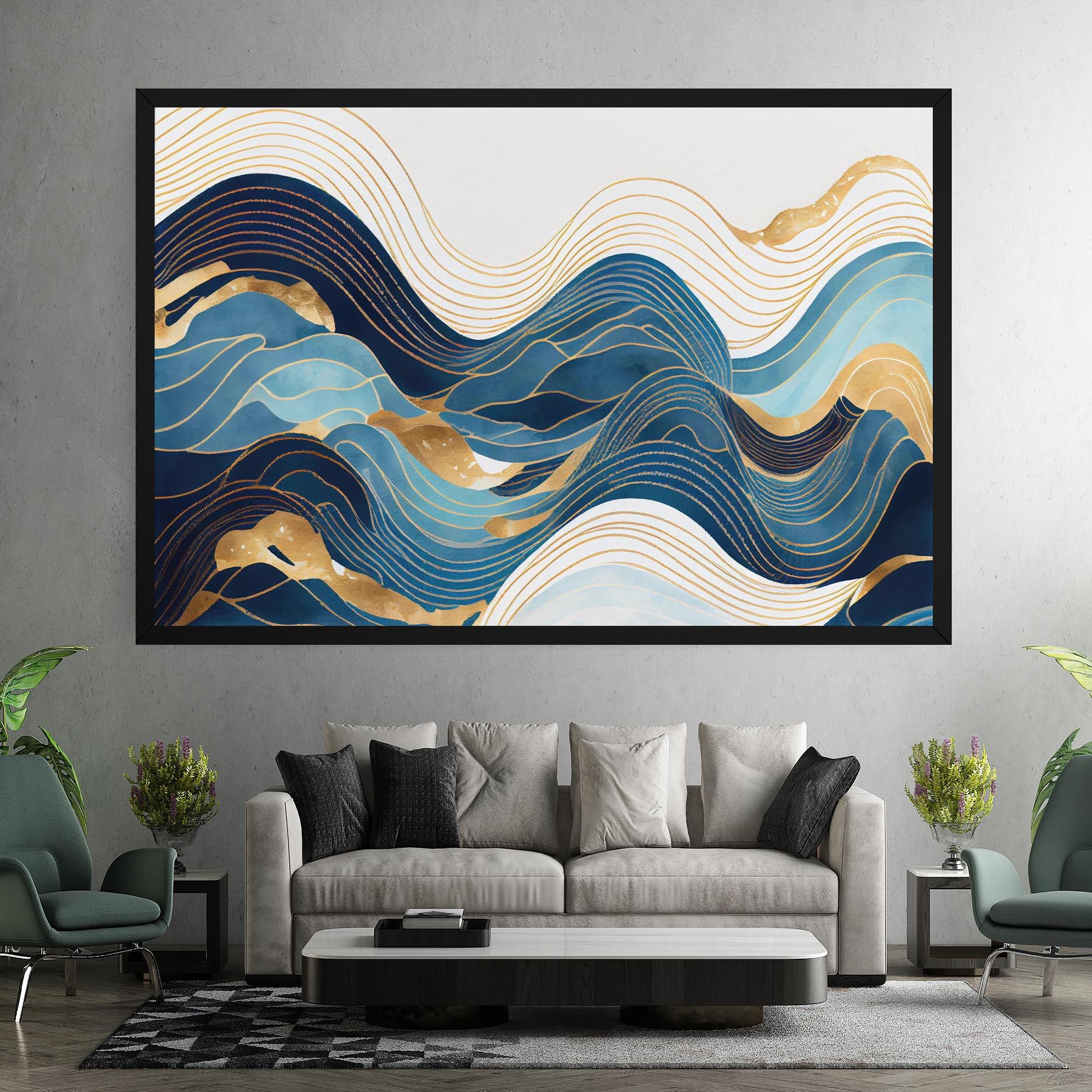 Картина на платно Blue Wave Mountain mockup 7