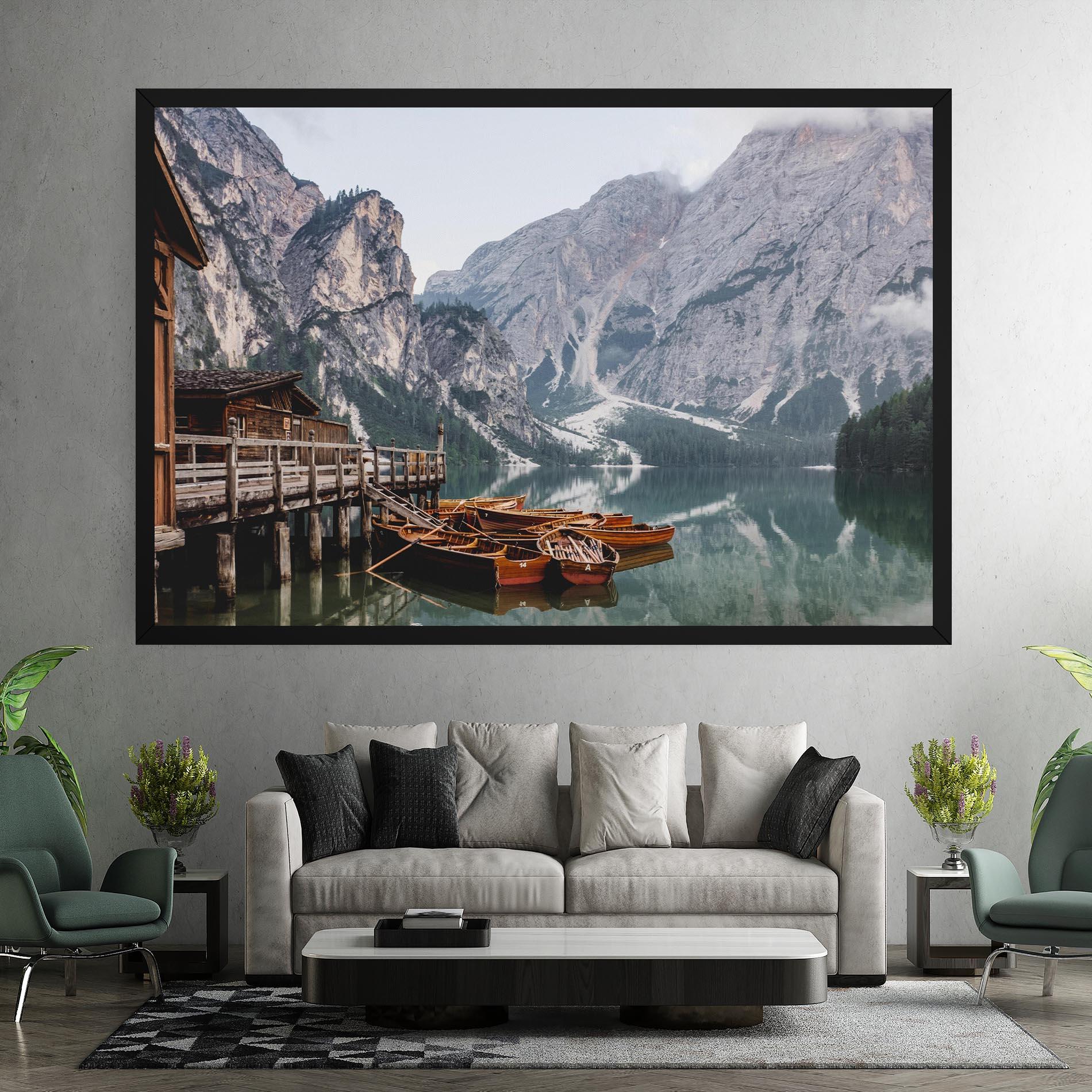 Картина на платно Cabin Lake mockup 7