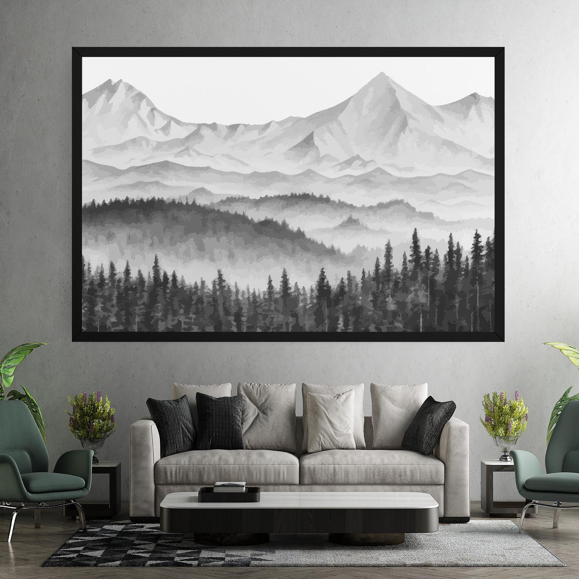 Картина на платно Grey Mountain Drawing mockup 7