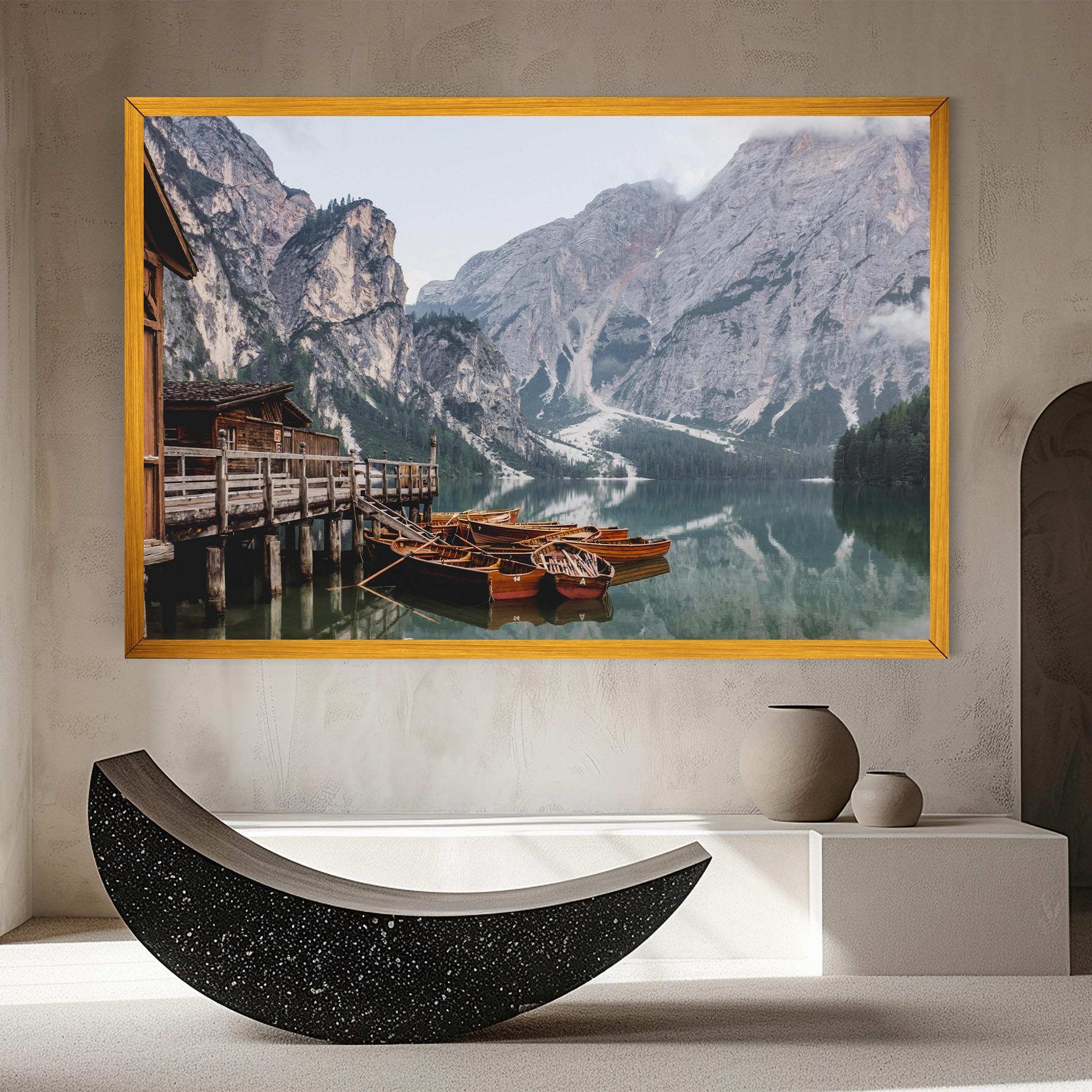 Картина на платно Boat Lake Mountain mockup 8