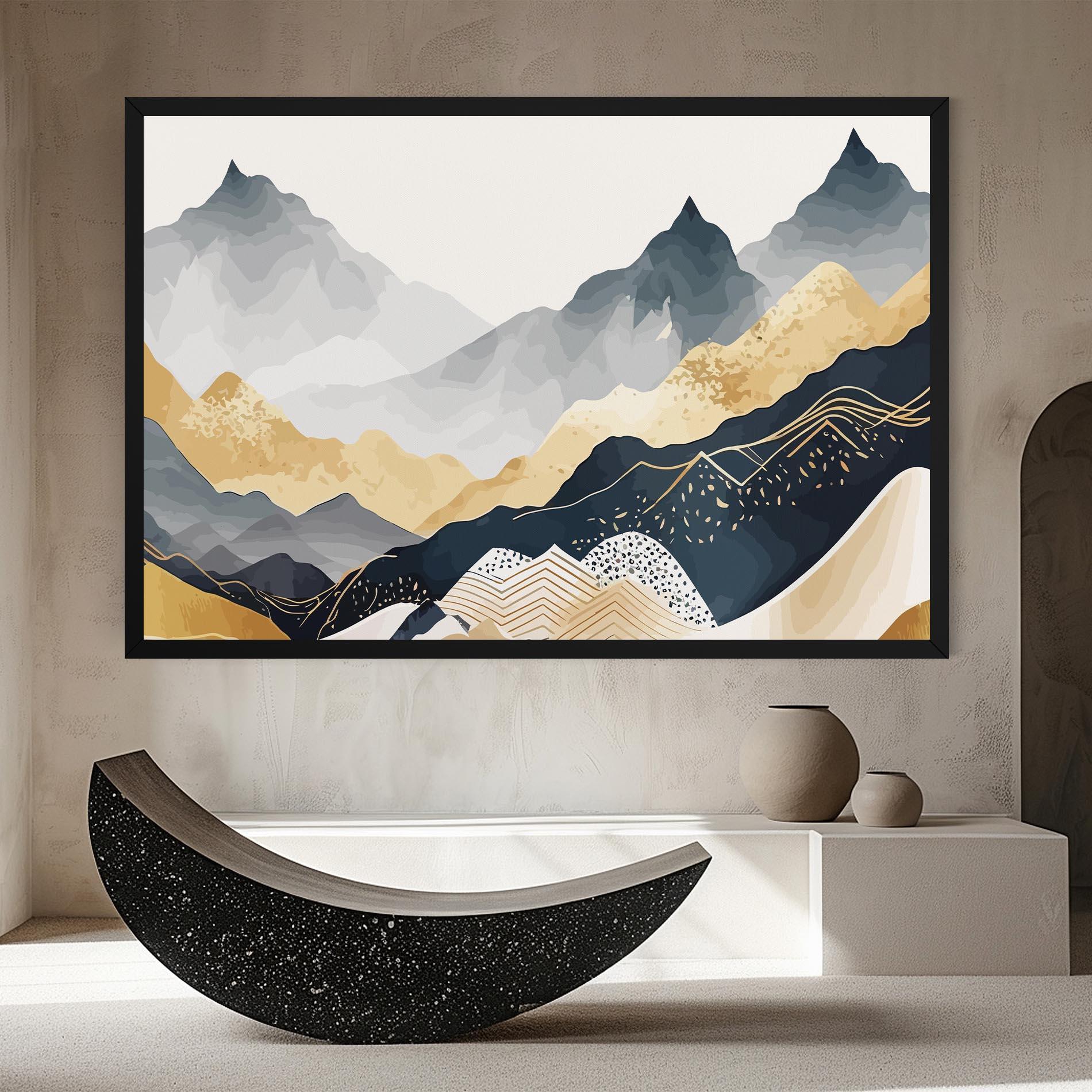 Картина на платно Blue Gold Mountain mockup 8