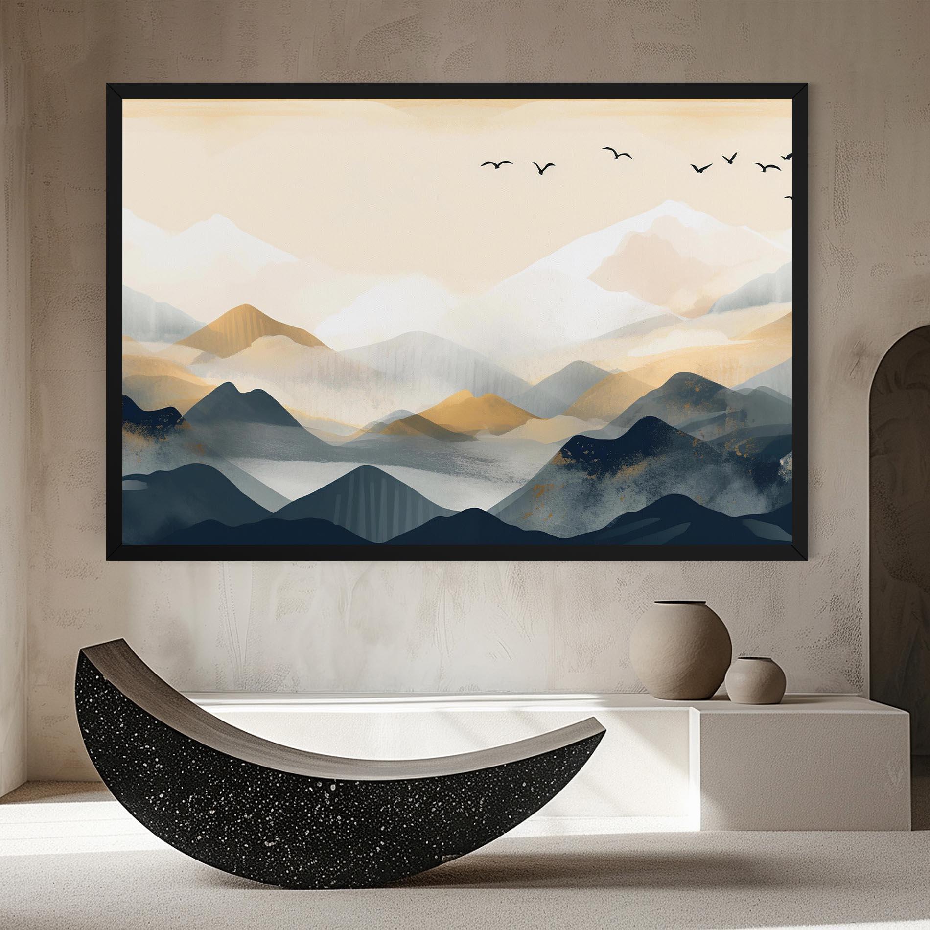 Картина на платно Gold Foggy Blue mockup 8