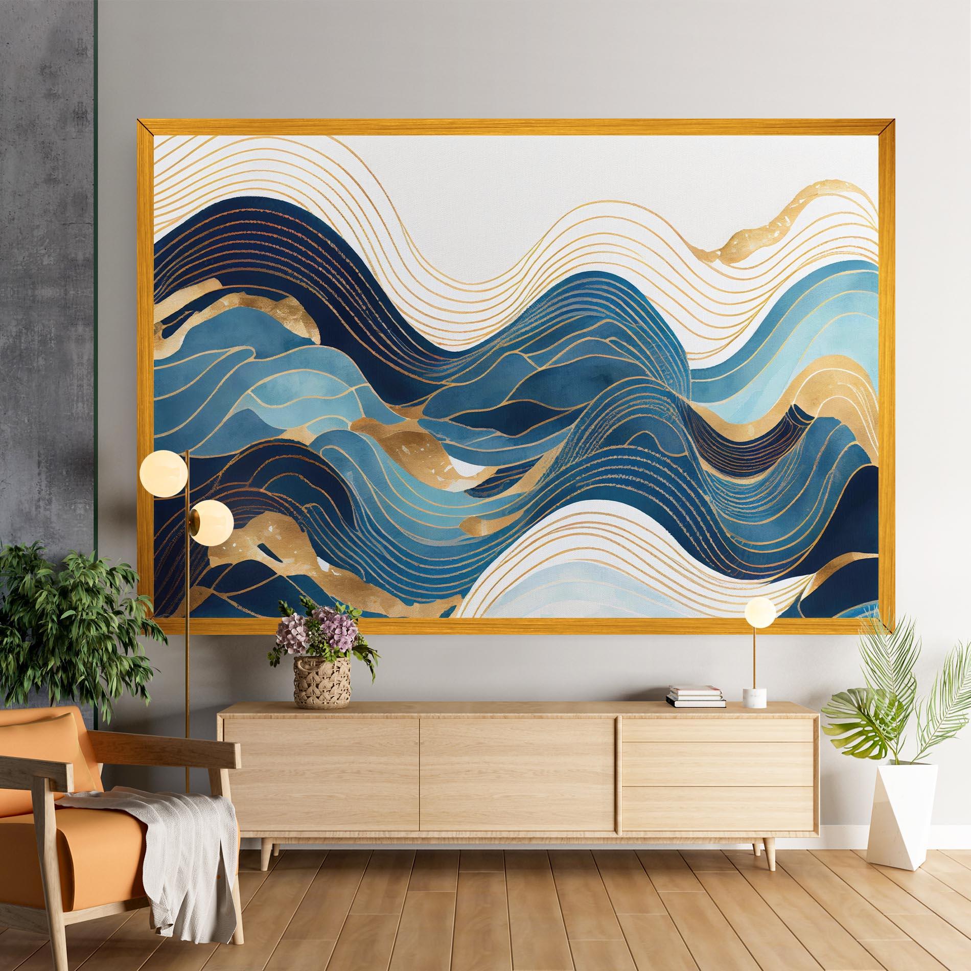 Картина на платно Blue Wave Mountain mockup 9