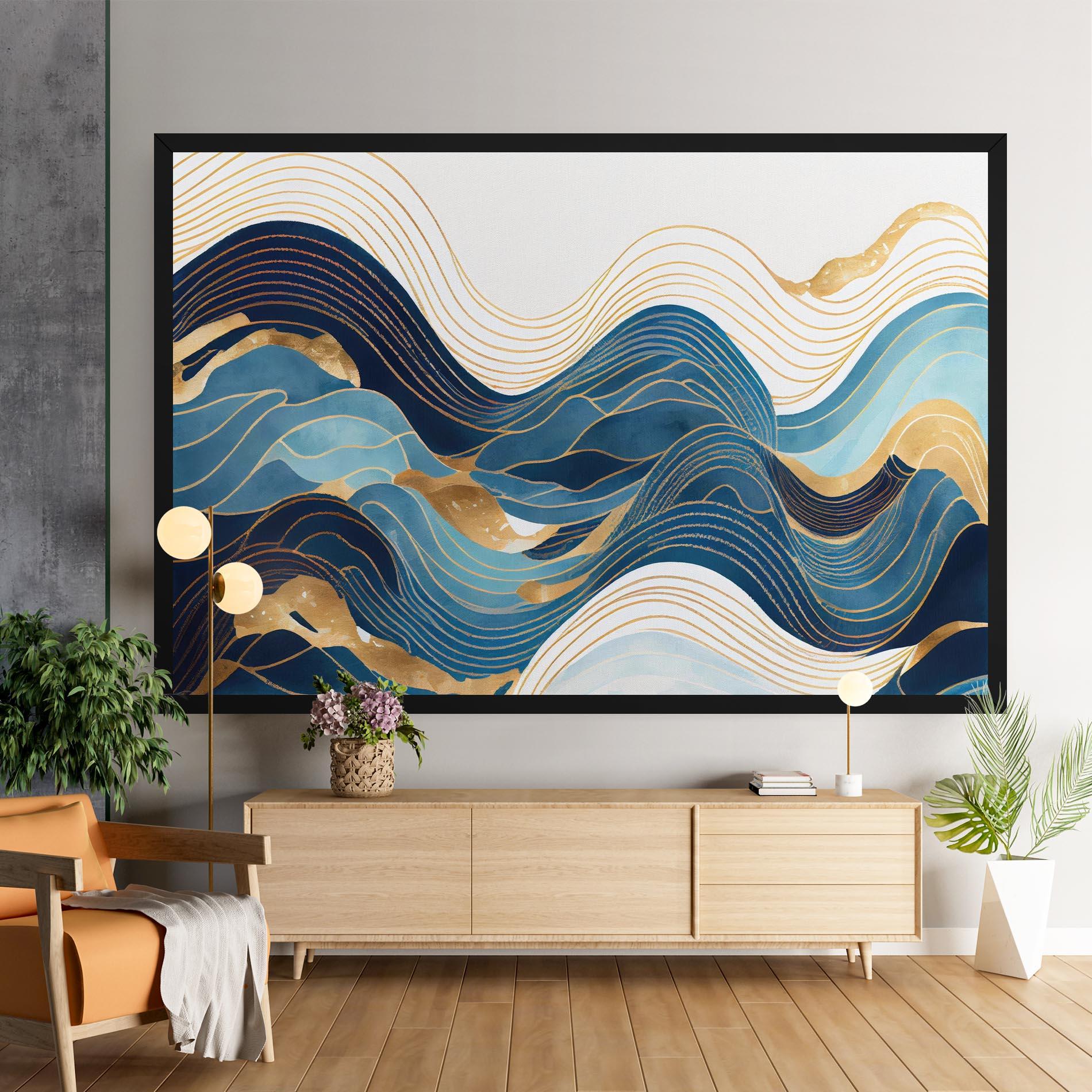 Картина на платно Blue Wave Mountain mockup 9