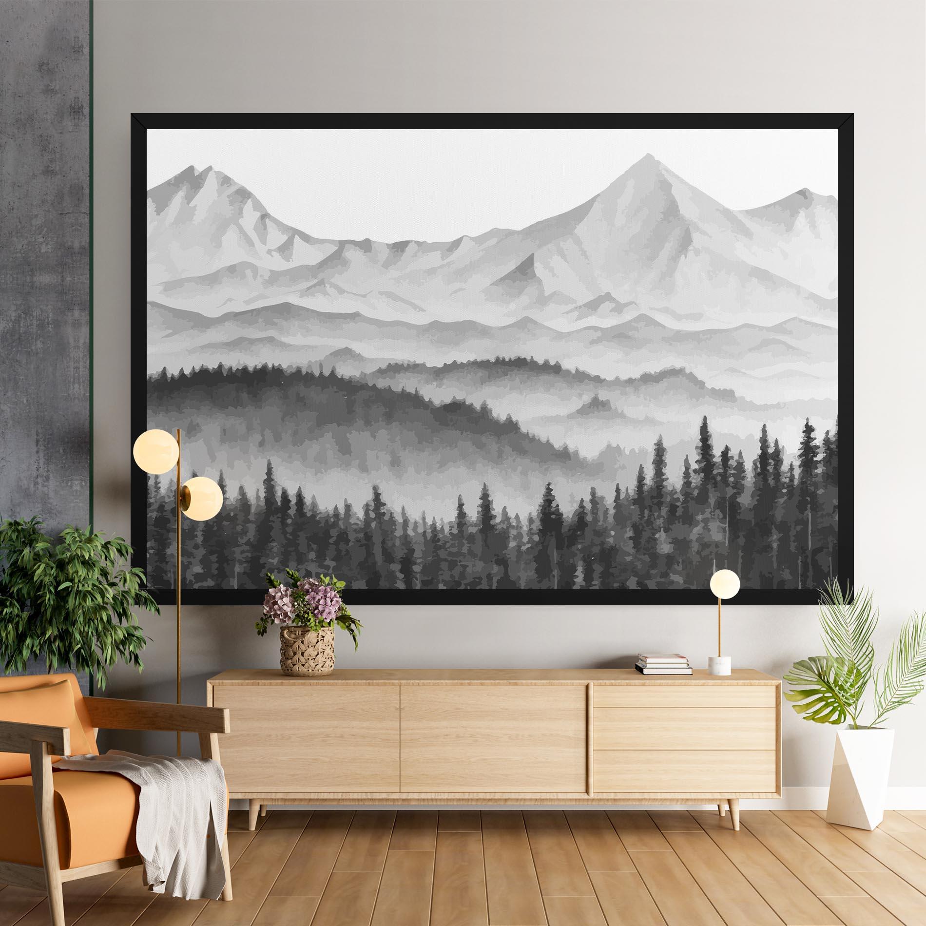 Картина на платно Grey Mountain Drawing mockup 9